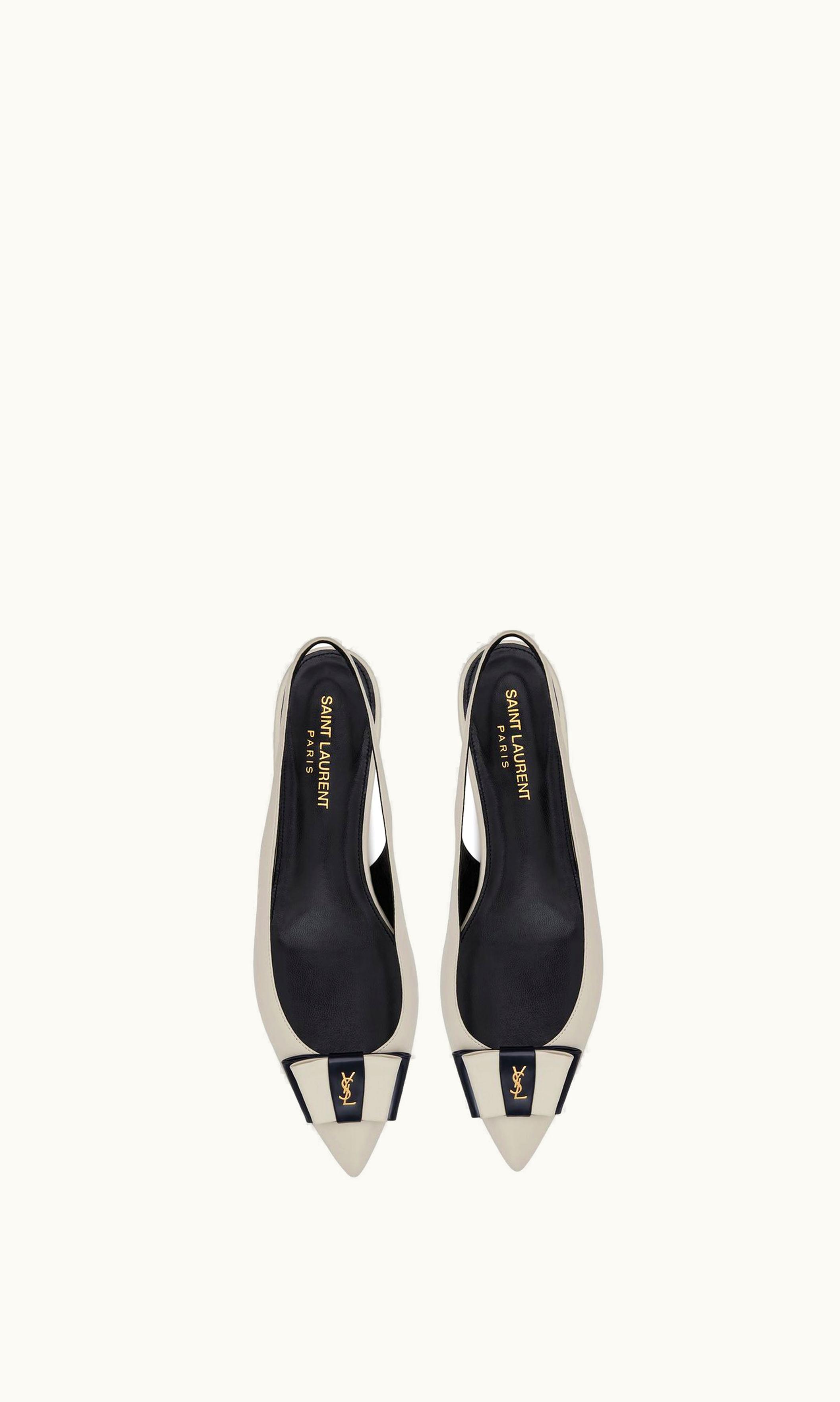 Saint Laurent Saint Laurent Anaïs Slingback Flats In Smooth And Patent Leather Navy Pearl