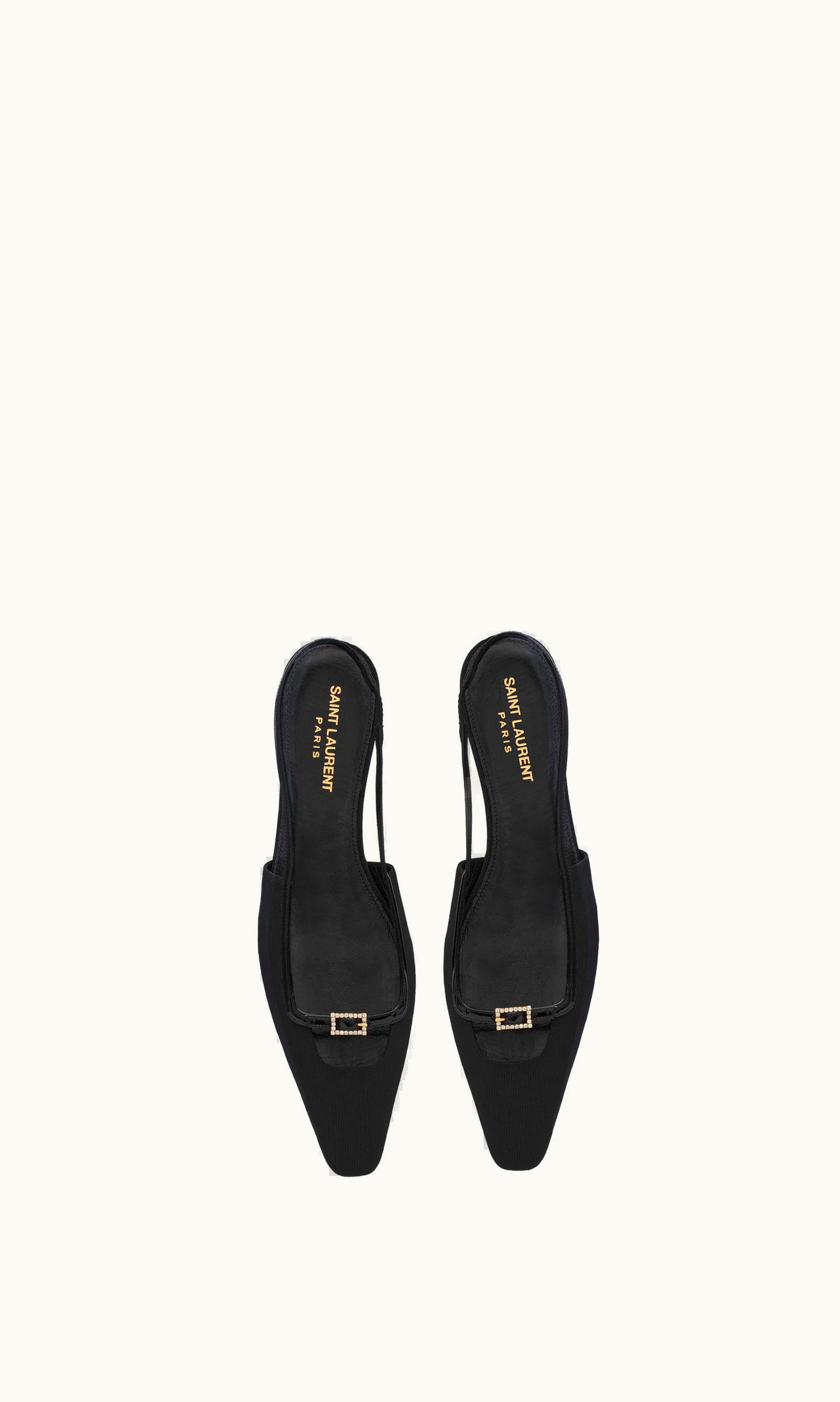 Saint Laurent Saint Laurent Blade Slingback Flats In Ottoman Fabric And Patent Leather Black BLACK