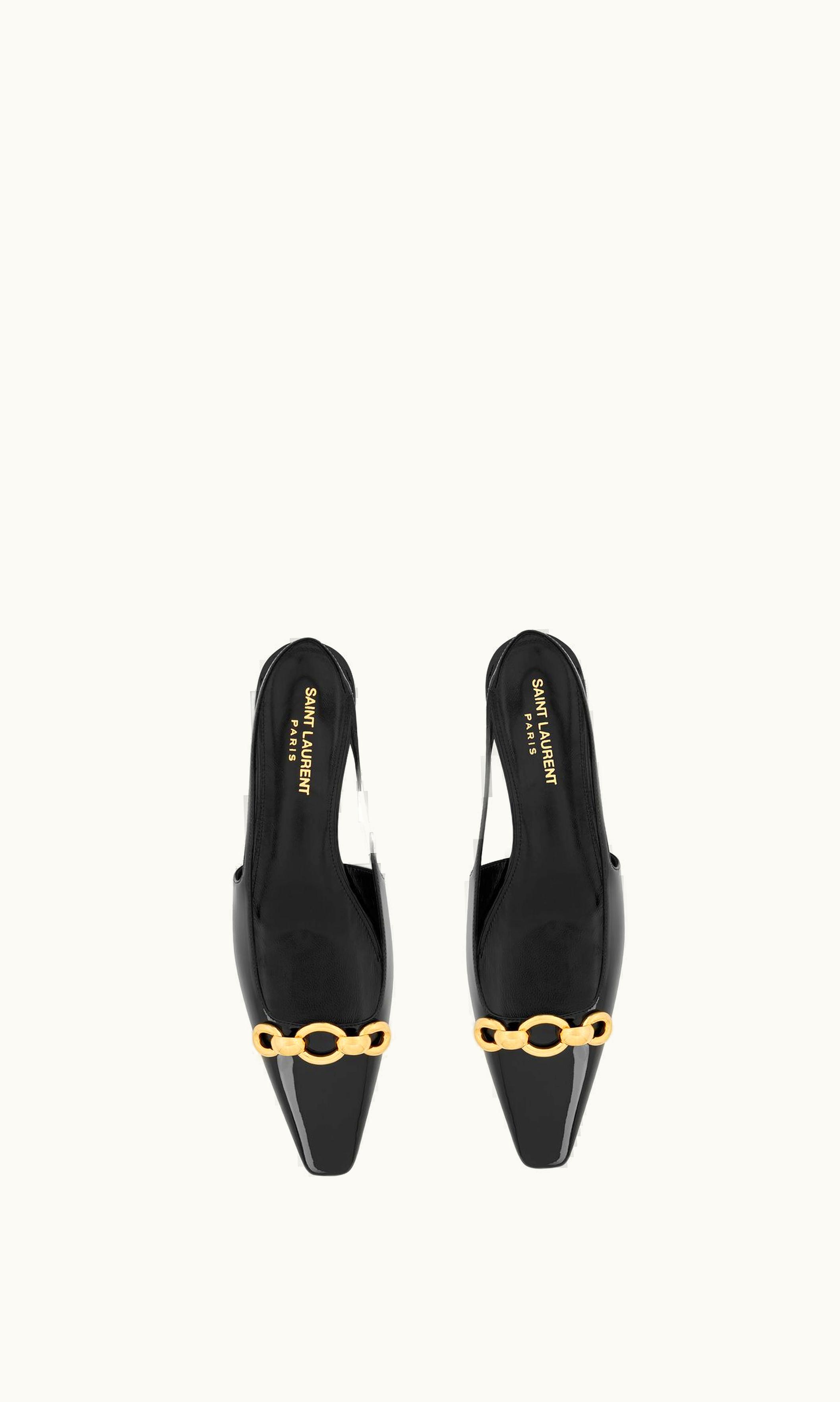 Saint Laurent Saint Laurent Blade Slingback Flats In Patent Leather Black