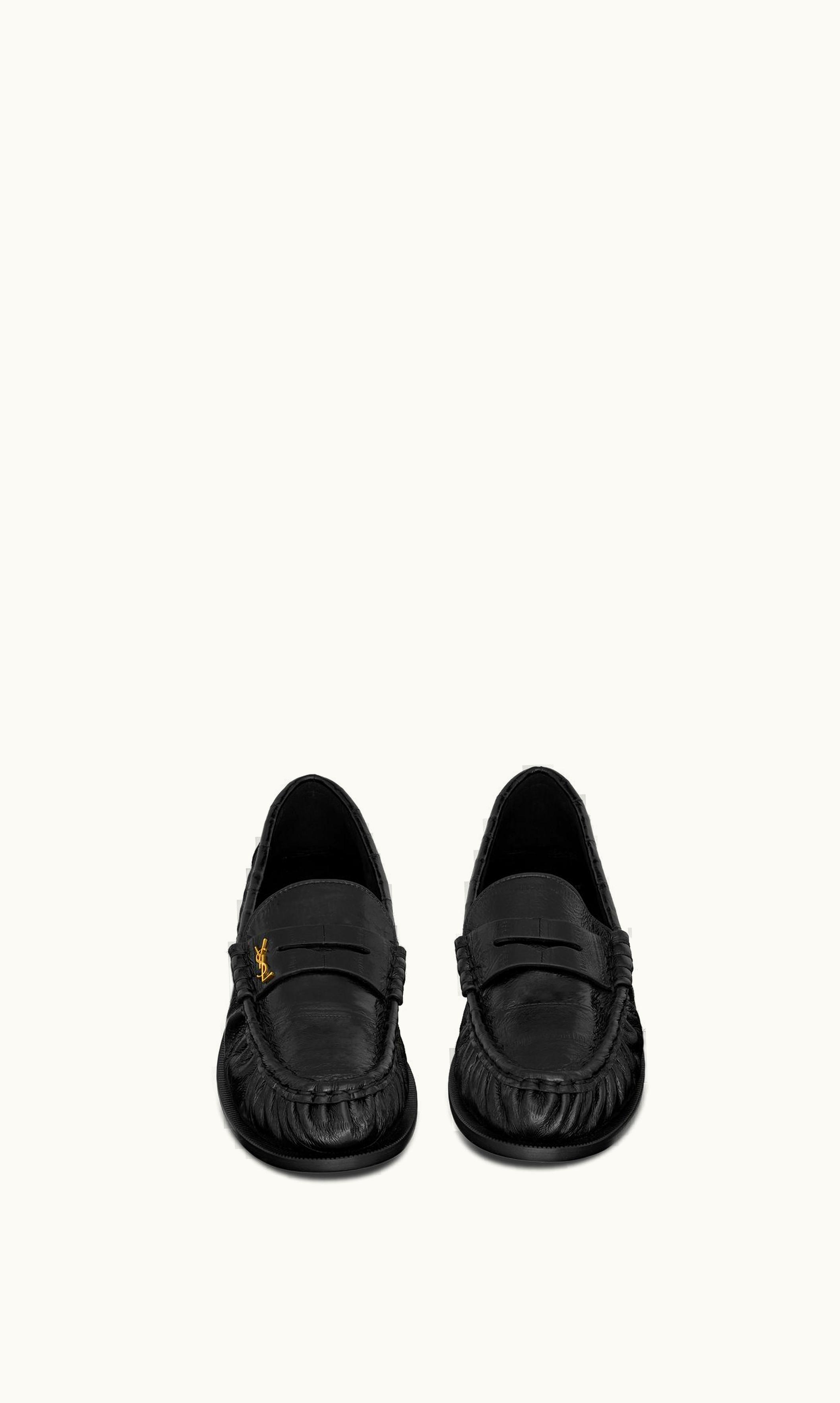 Saint Laurent Saint Laurent Le Loafer Penny Slippers In Eel Black