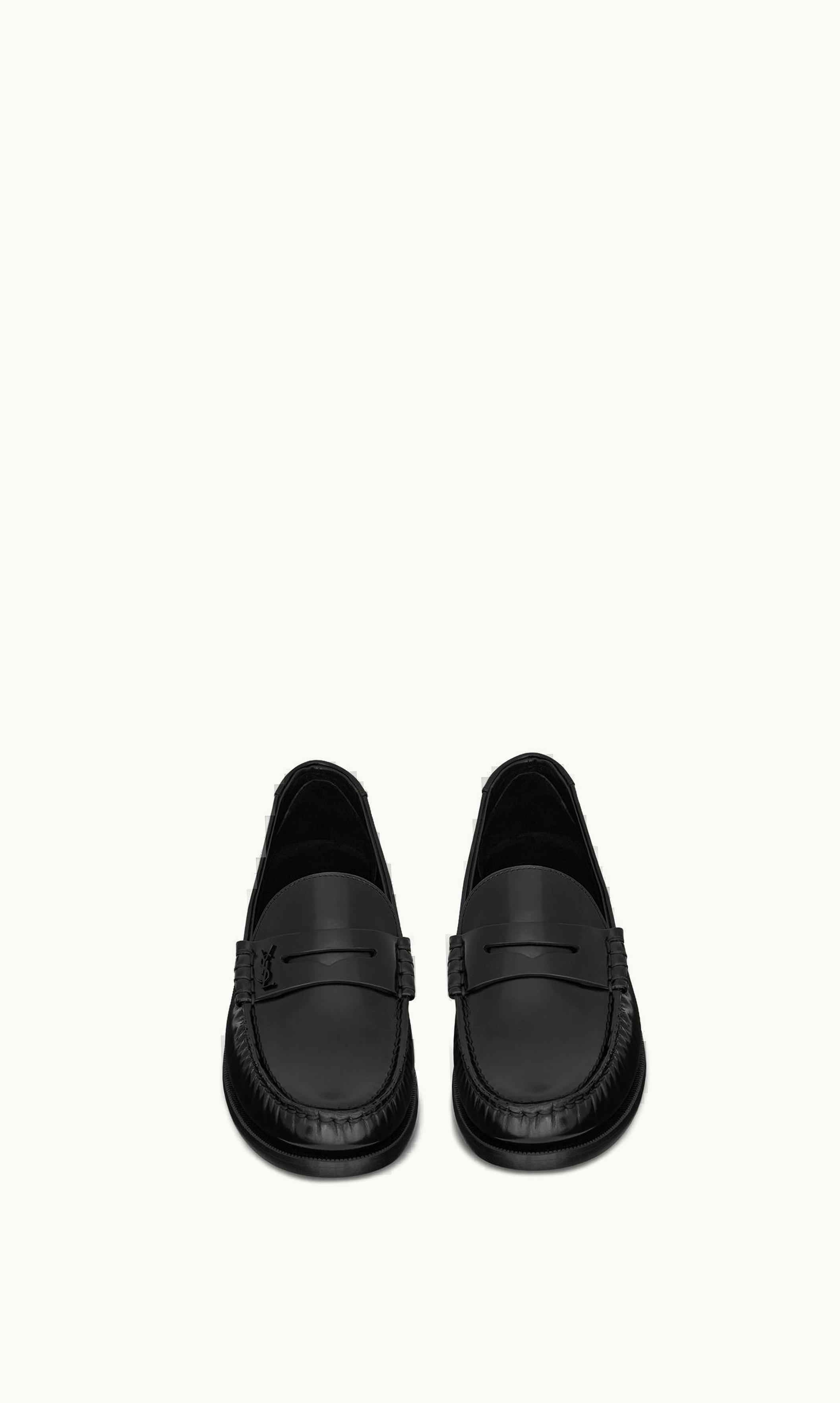 Saint Laurent Saint Laurent Le Loafer Penny Slippers In Glazed Leather Black