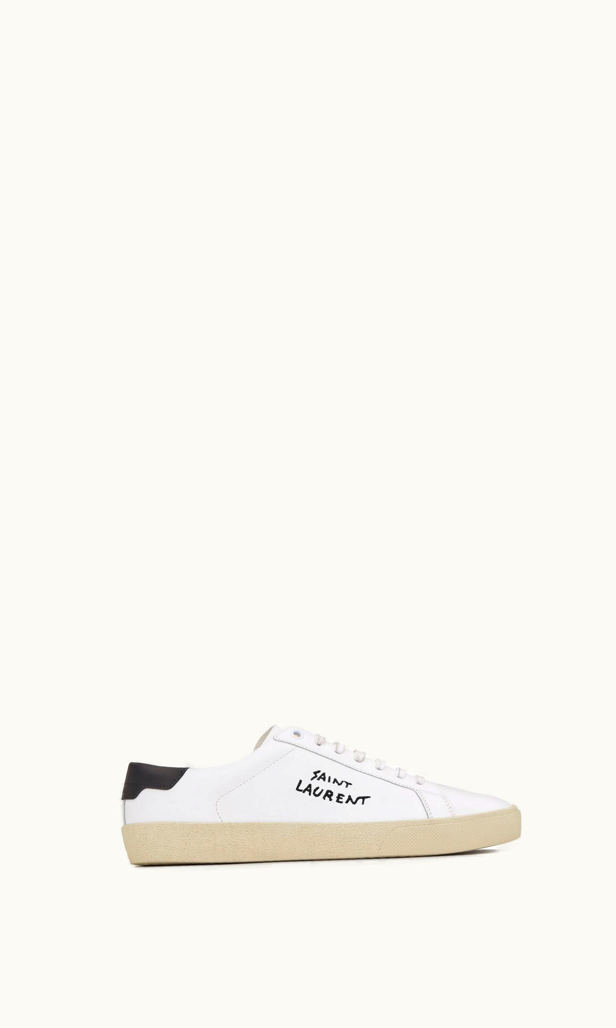 Saint Laurent Saint Laurent Court Classic Sl / 06 Embroidered Sneakers In Leather Optic White