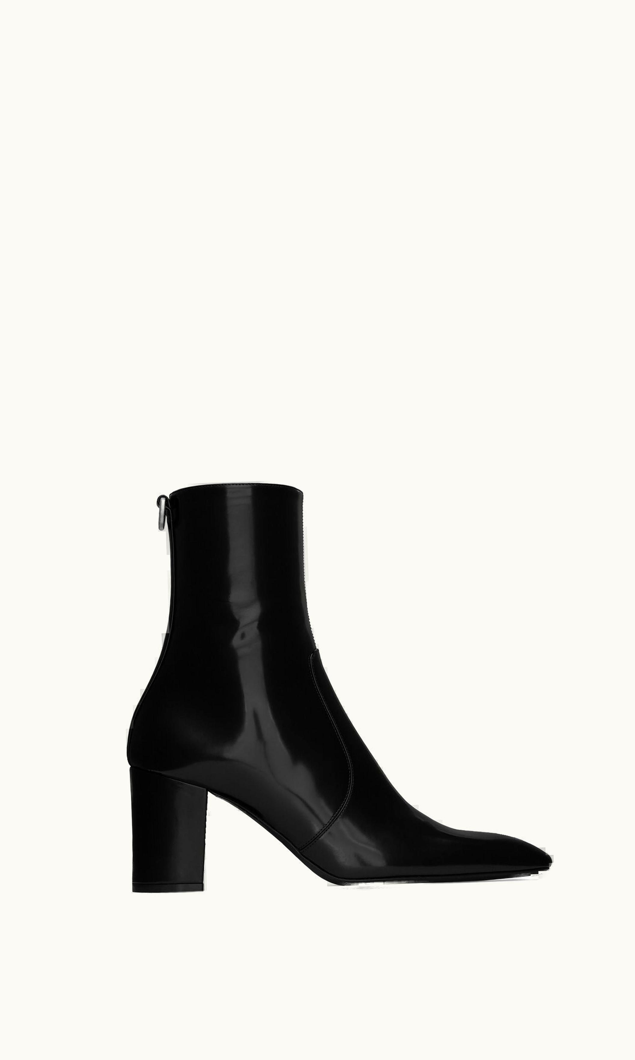 Saint Laurent Saint Laurent Betty Booties In Glazed Leather Black