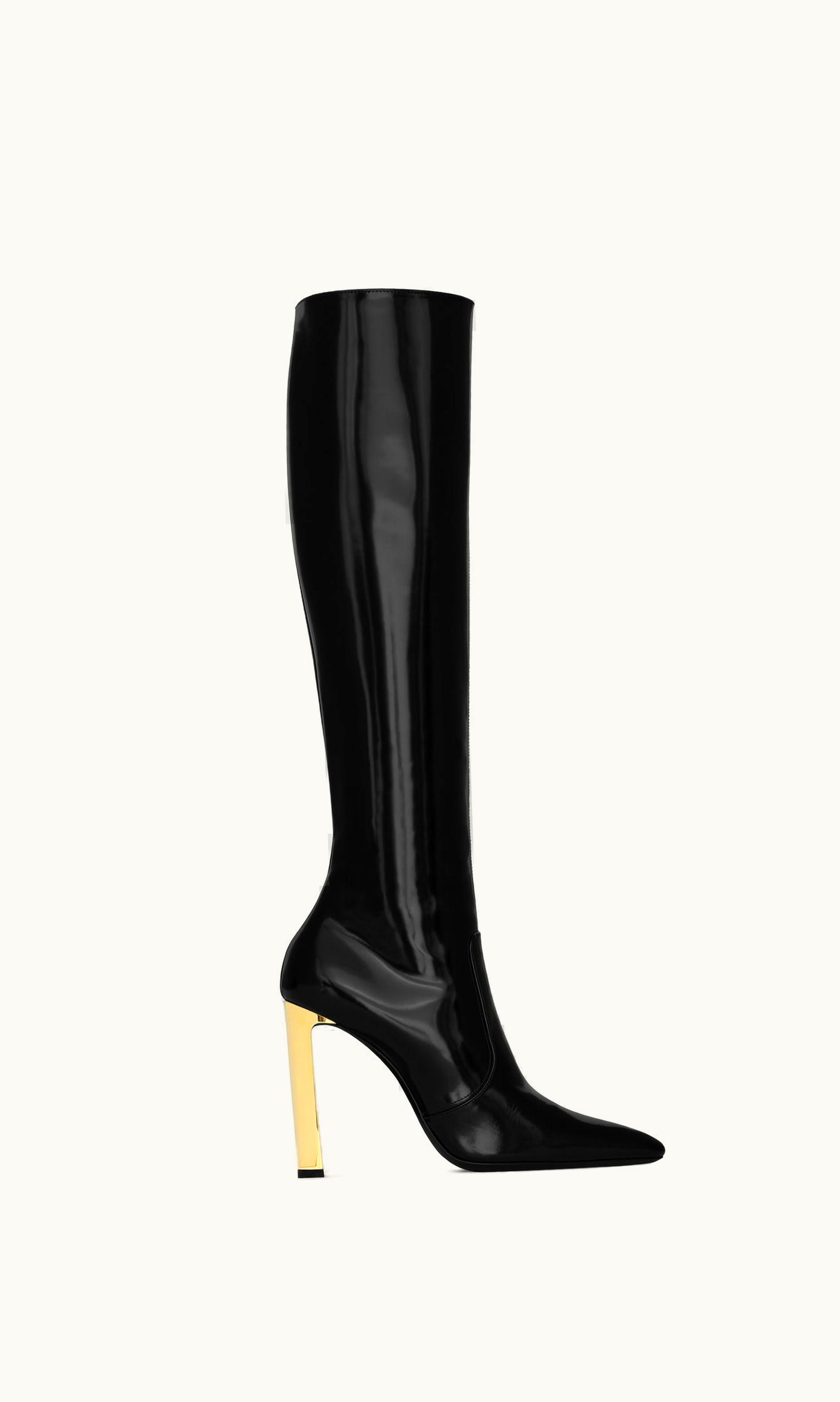 Saint Laurent Saint Laurent Auteuil Boots In Glazed Leather Black