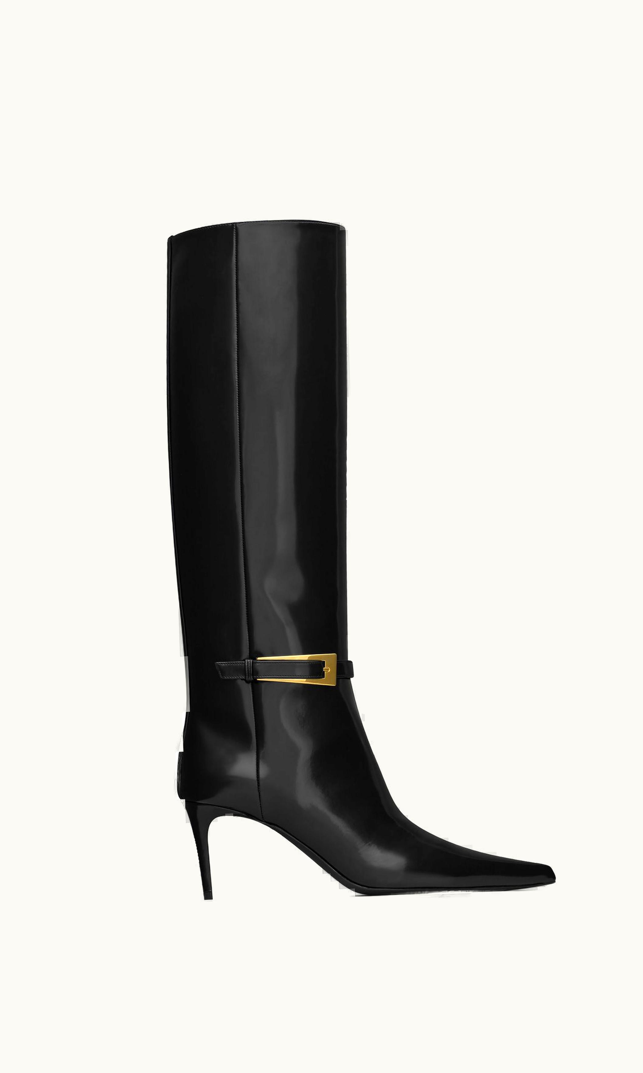 Saint Laurent Saint Laurent Lee Boots In Glazed Leather Black