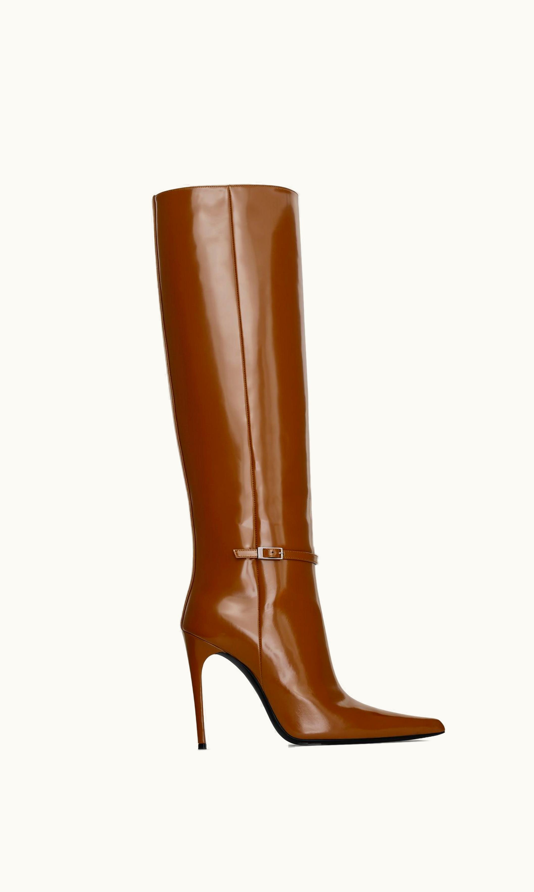 Saint Laurent Saint Laurent Vendome Boots In Glazed Leather Argile