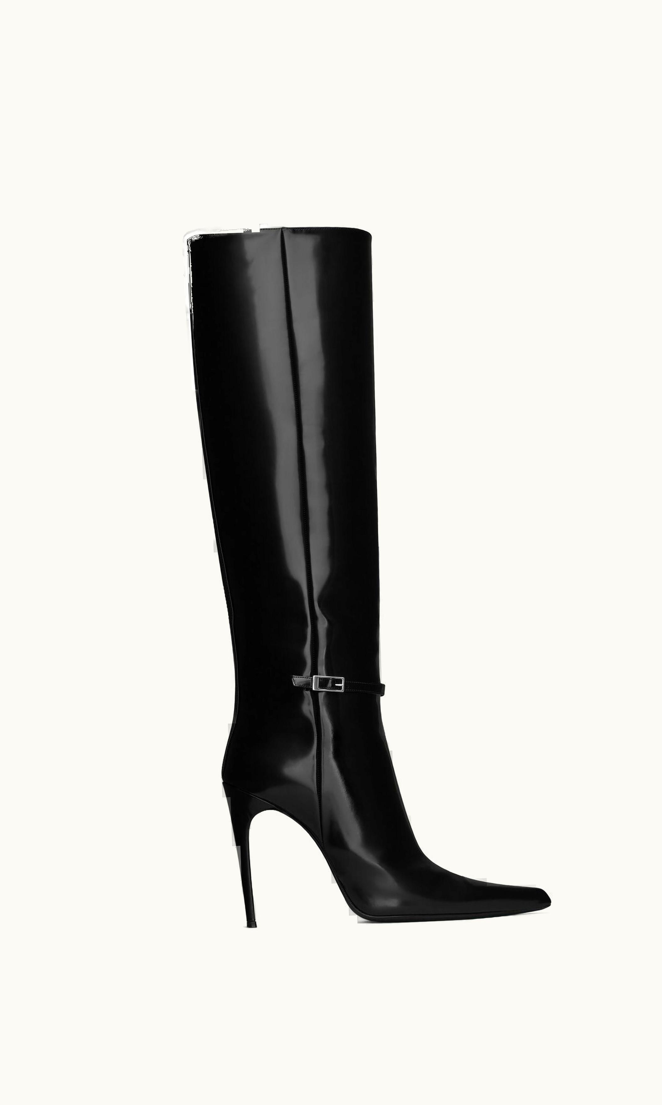 Saint Laurent Saint Laurent Vendome Boots In Glazed Leather Black