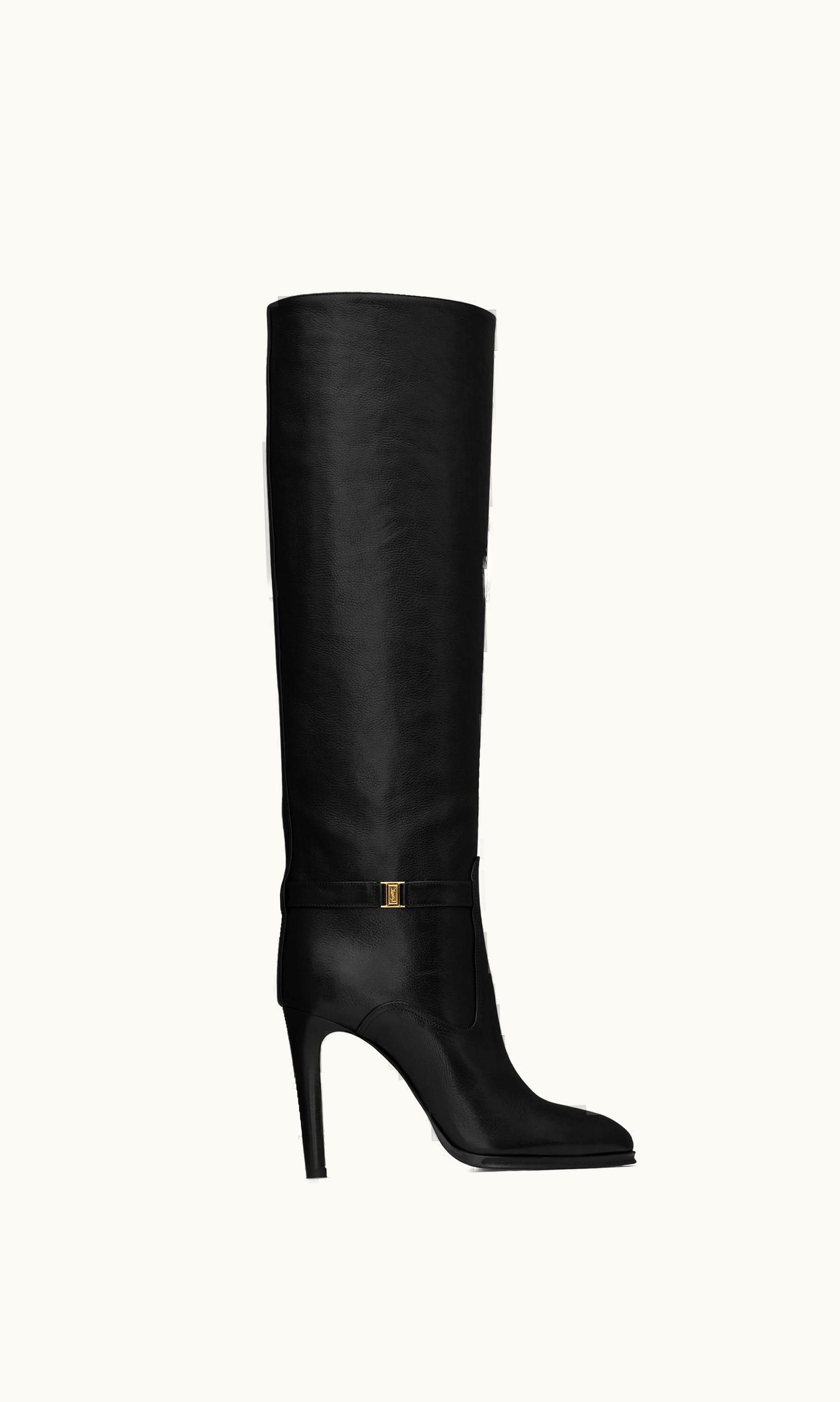 Saint Laurent Saint Laurent Diane Boots In Grained Leather Black