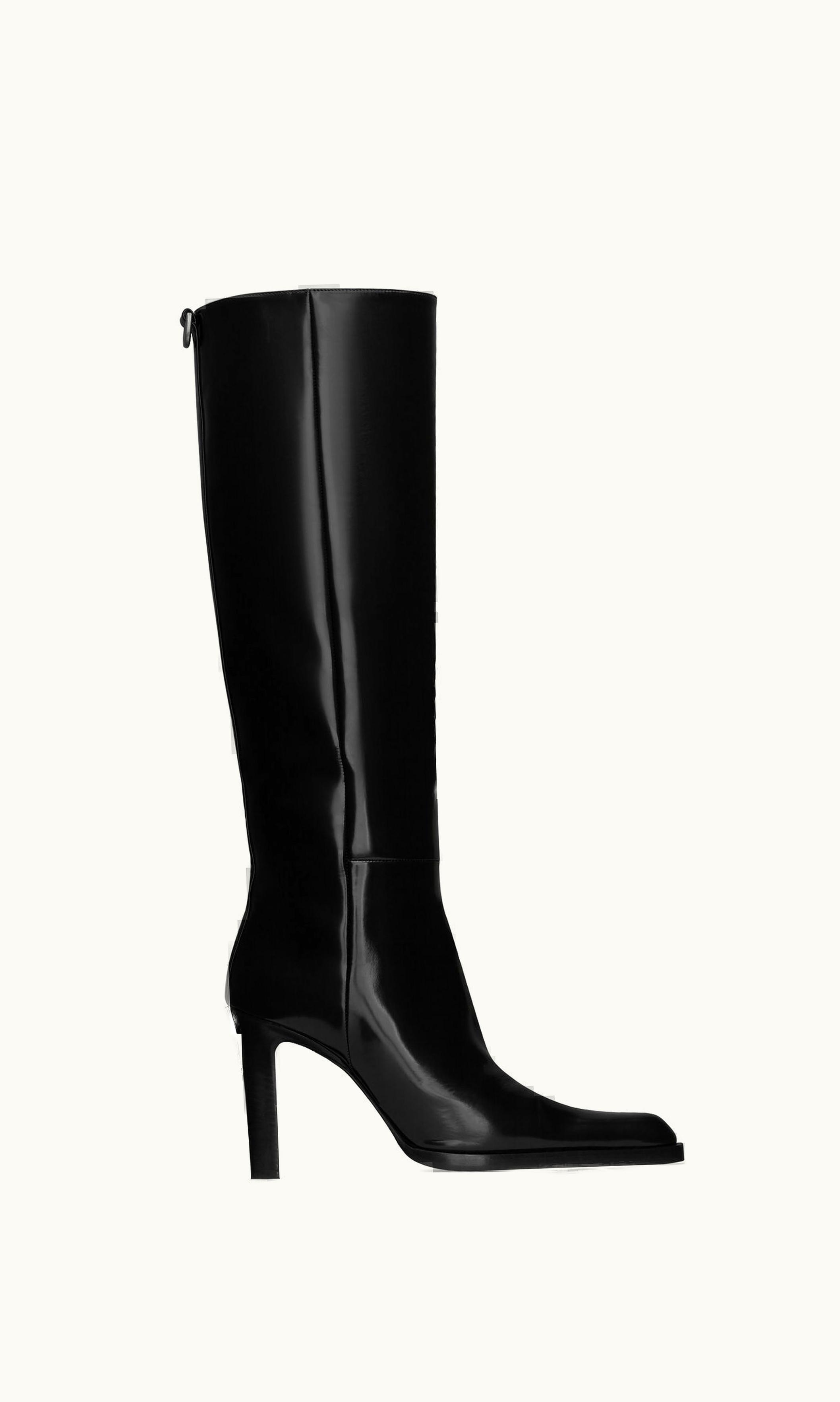 Saint Laurent Saint Laurent Nina High Boots In Glazed Calfskin Black