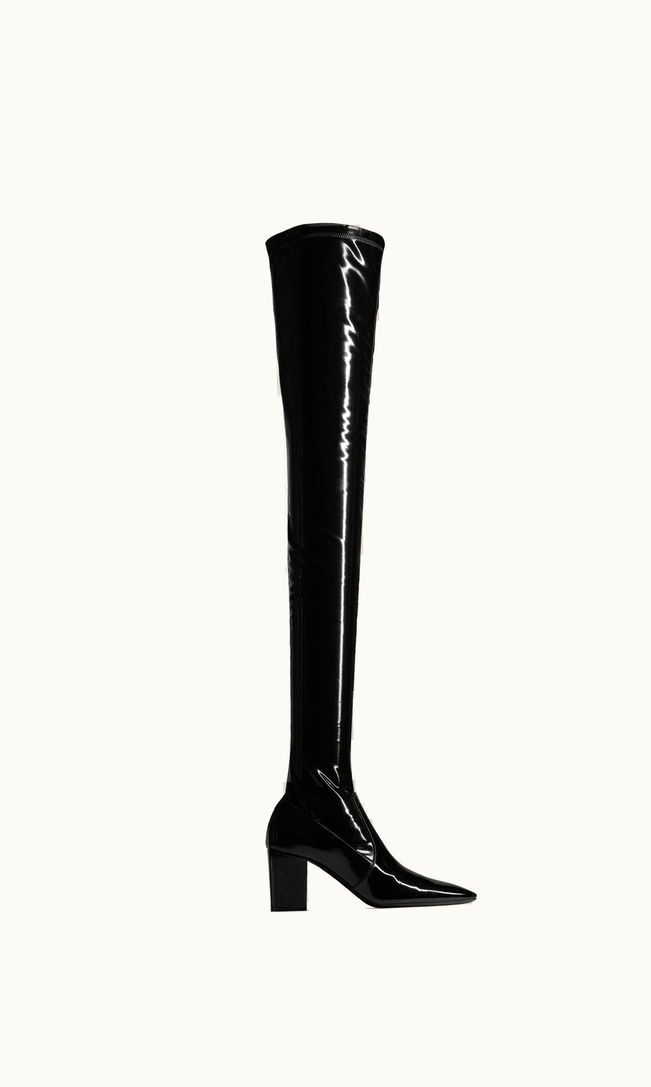 Saint Laurent Saint Laurent Betty Over-The-Knee Boots In Stretch Vinyl Black