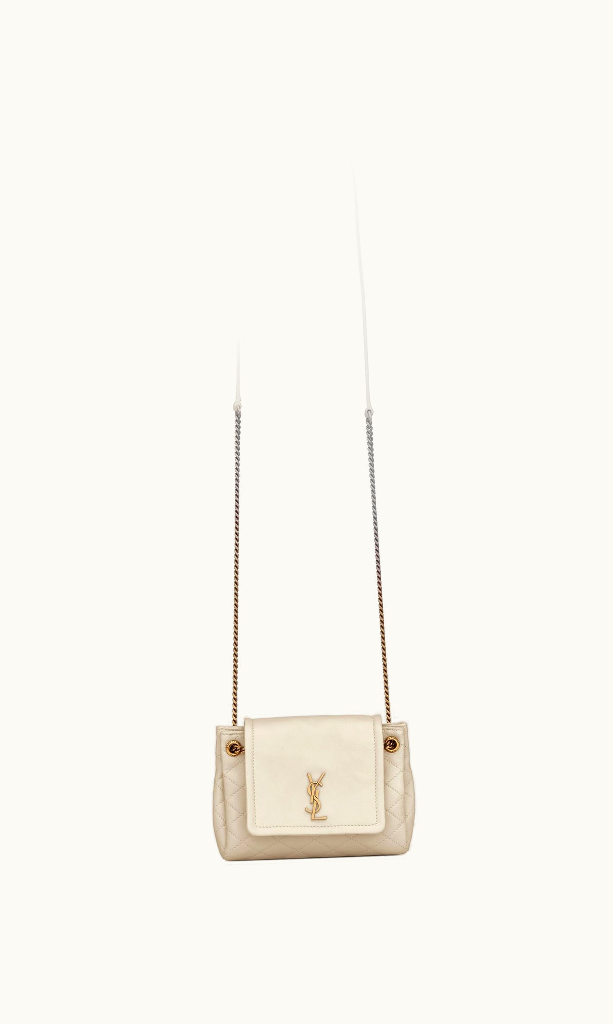 Saint Laurent Saint Laurent Mini Nolita In Lambskin Blanc Vintage