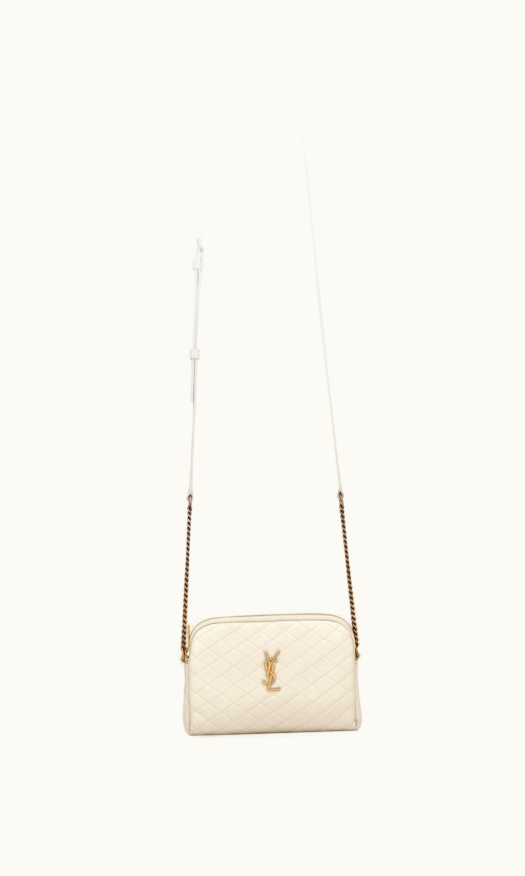 Saint Laurent Saint Laurent Gaby Zipped Pouch In Quilted Lambskin Blanc Vintage