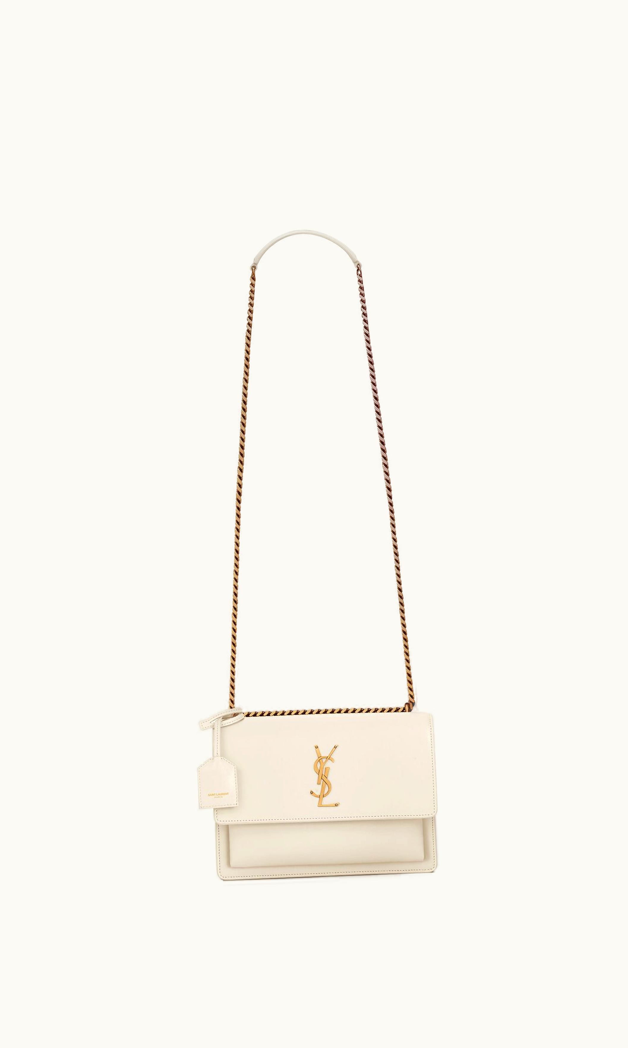 Saint Laurent Saint Laurent Sunset Medium In Smooth Leather Blanc Vintage