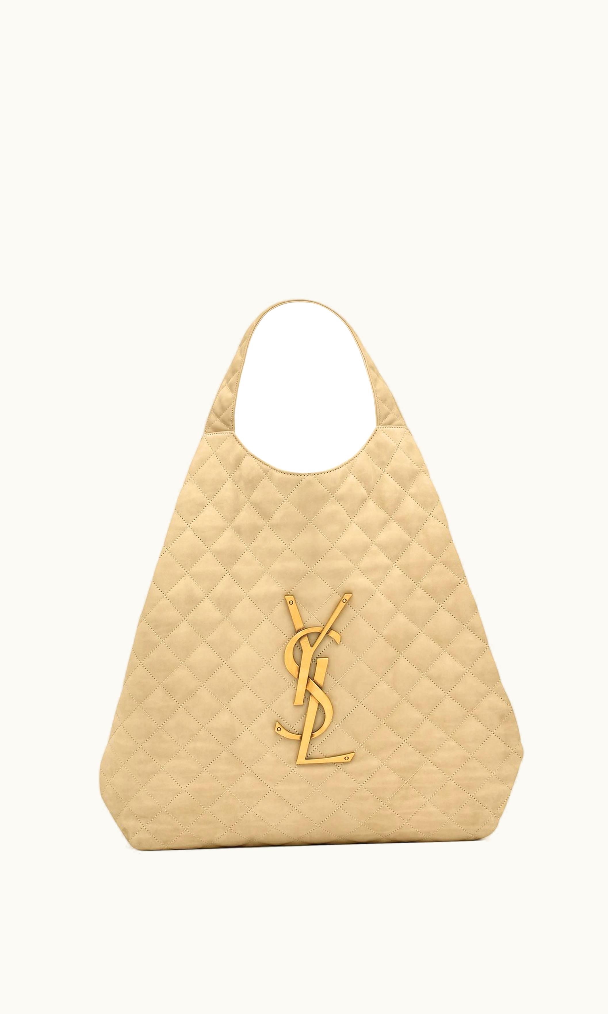 Saint Laurent Saint Laurent Icare Maxi Shopping Bag In Quilted Nubuck Suede Beige