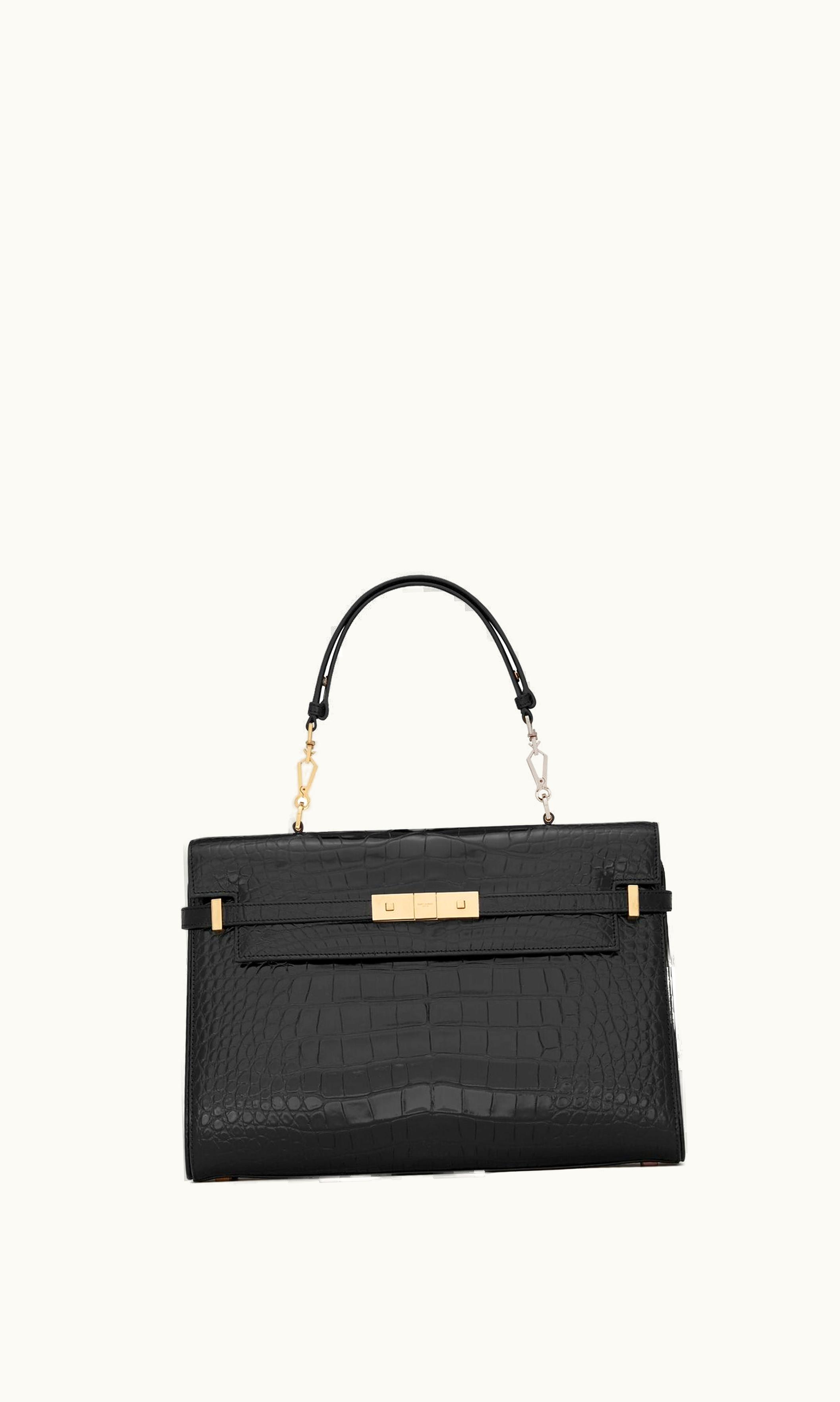 Saint Laurent Saint Laurent Manhattan Top-Handle In Shiny Alligator Black