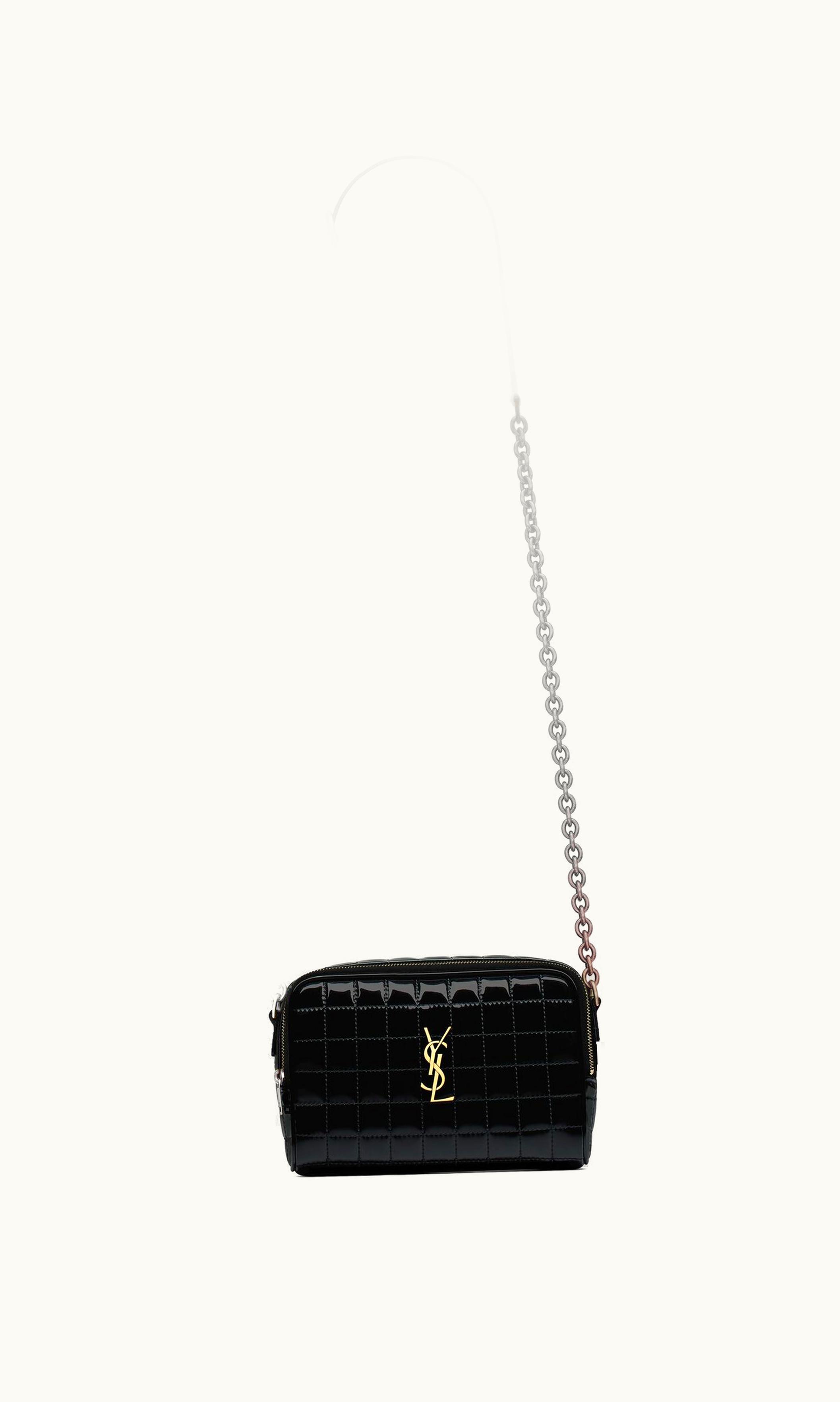 Saint Laurent Saint Laurent Cassandre Matelassé Carré Mini Camera Bag In Shiny Canvas Black