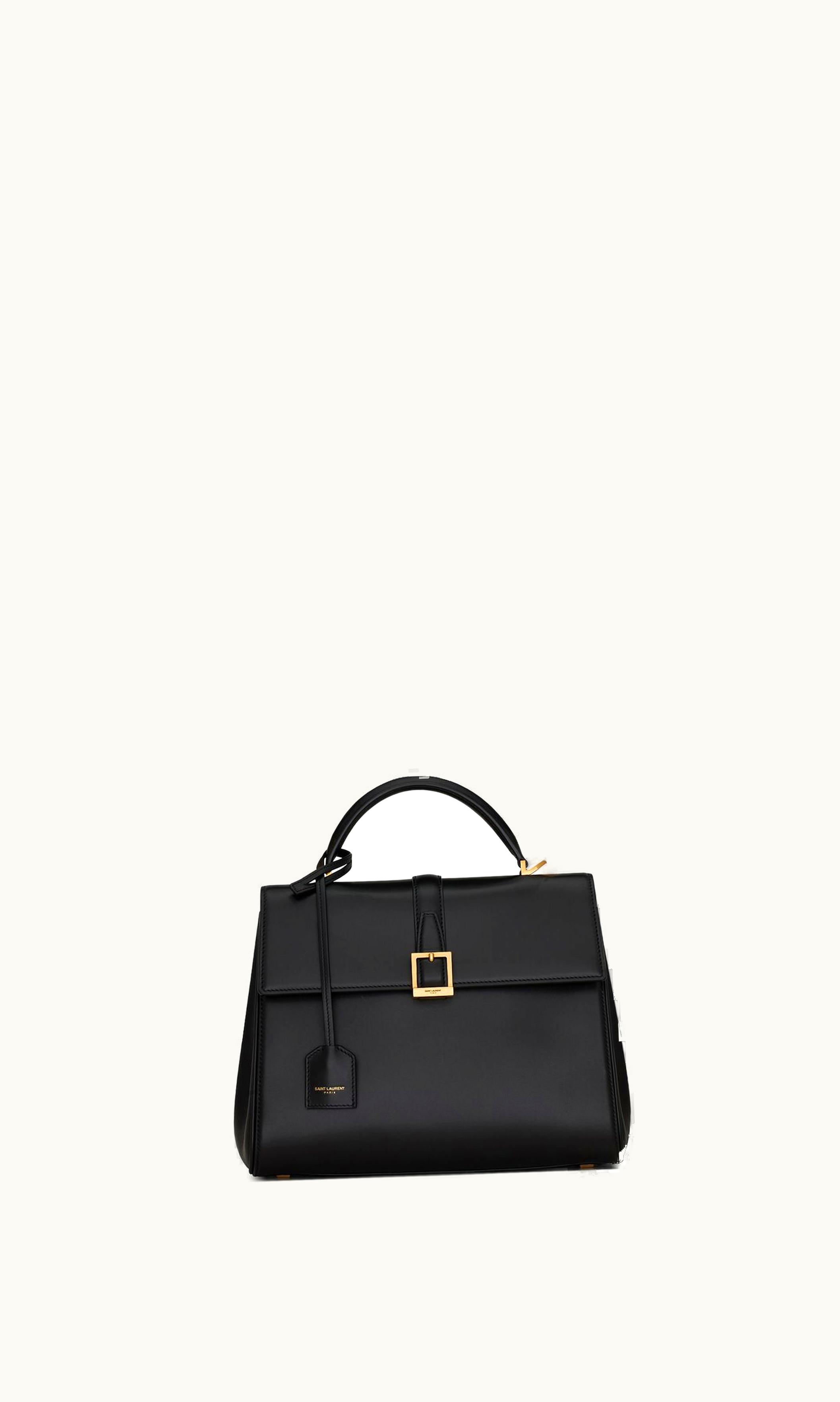 Saint Laurent Saint Laurent Le Fermoir Small Top Handle Bag In Shiny Leather Noir