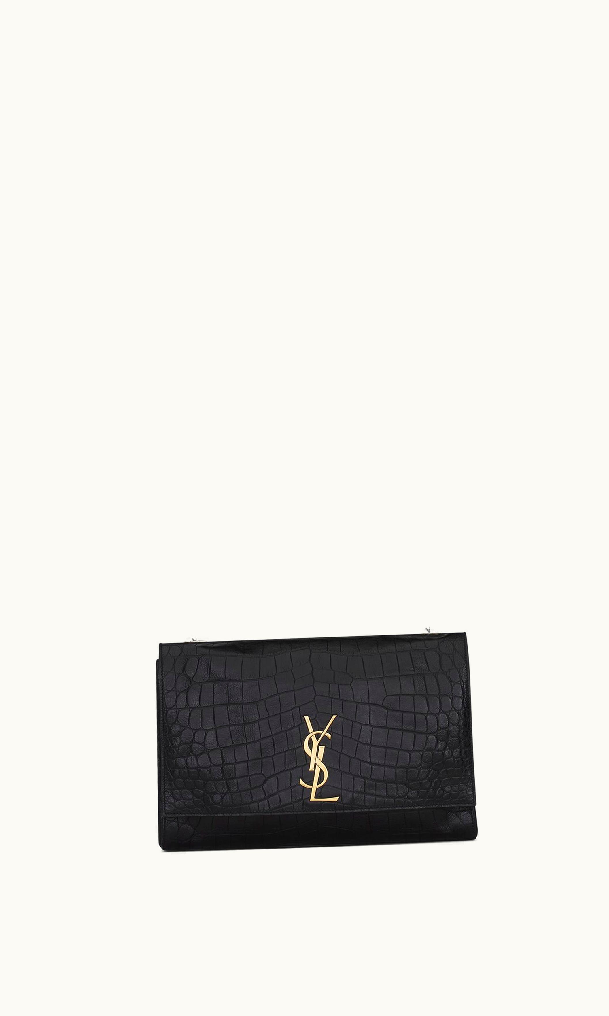 Saint Laurent Saint Laurent Reversible Kate In Crocodile-Embossed Leather Military Taupe