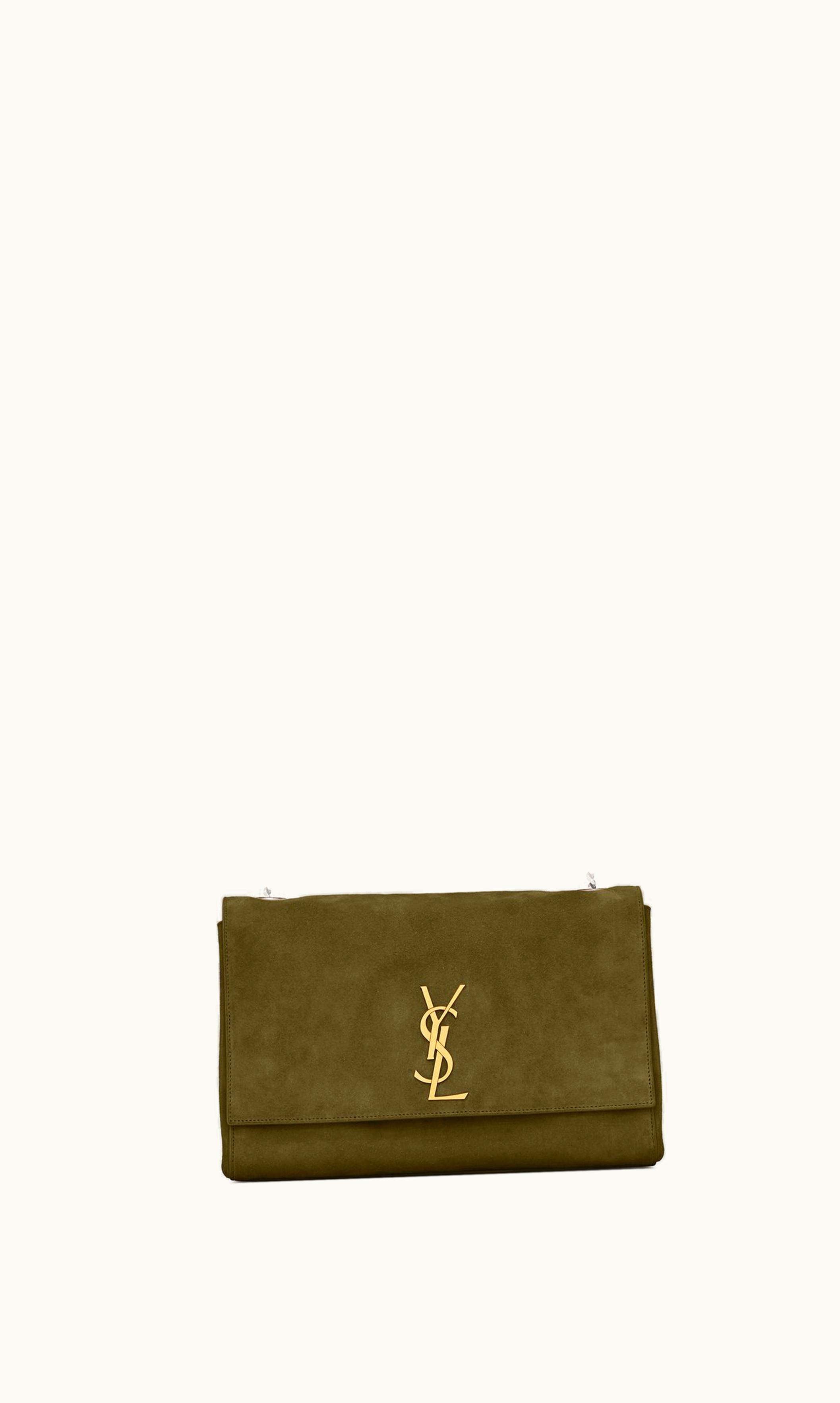 Saint Laurent Saint Laurent Reversible Kate Medium In Suede Loden Green