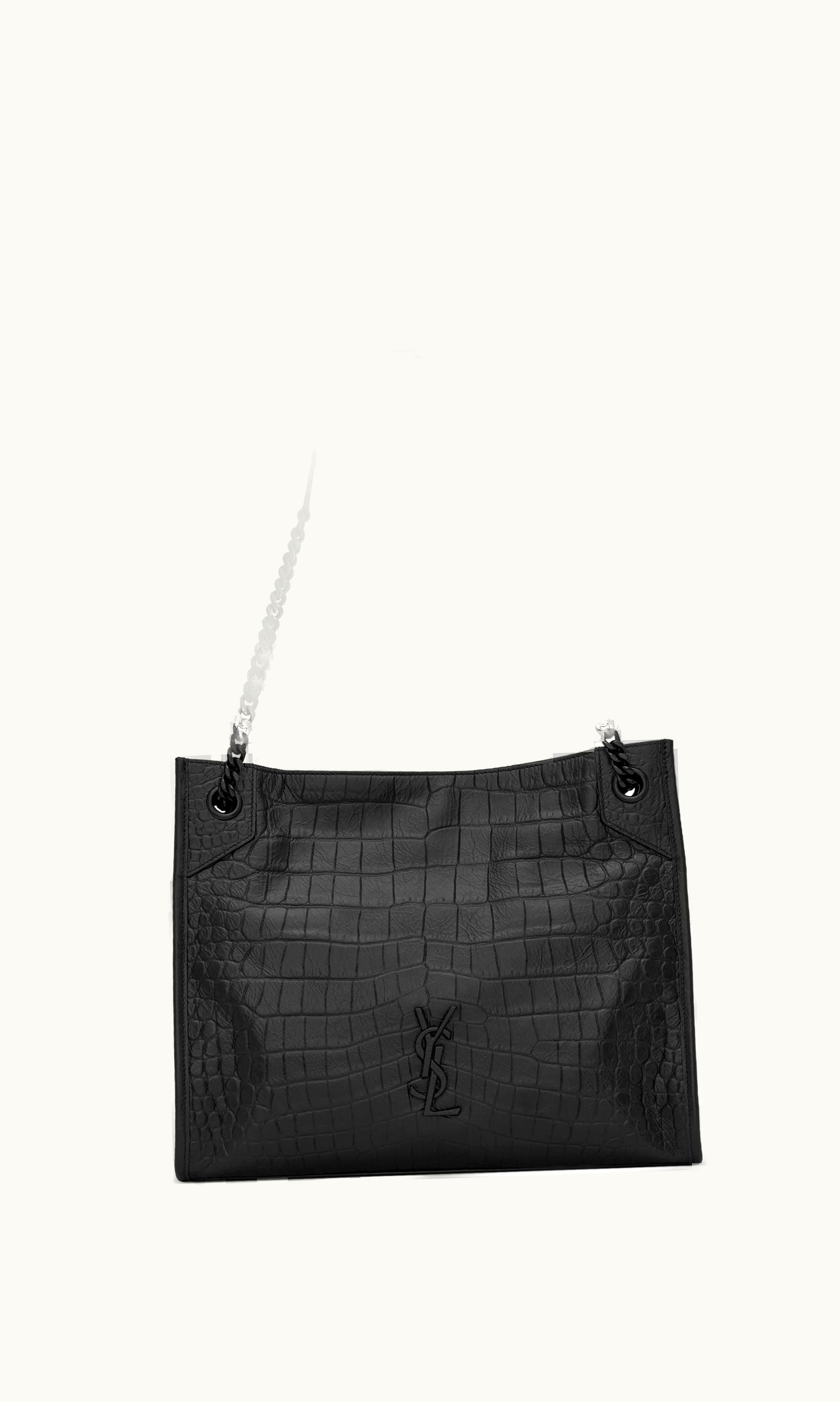 Saint Laurent Saint Laurent Niki Medium Shopping Bag In Crocodile-Embossed Leather Black