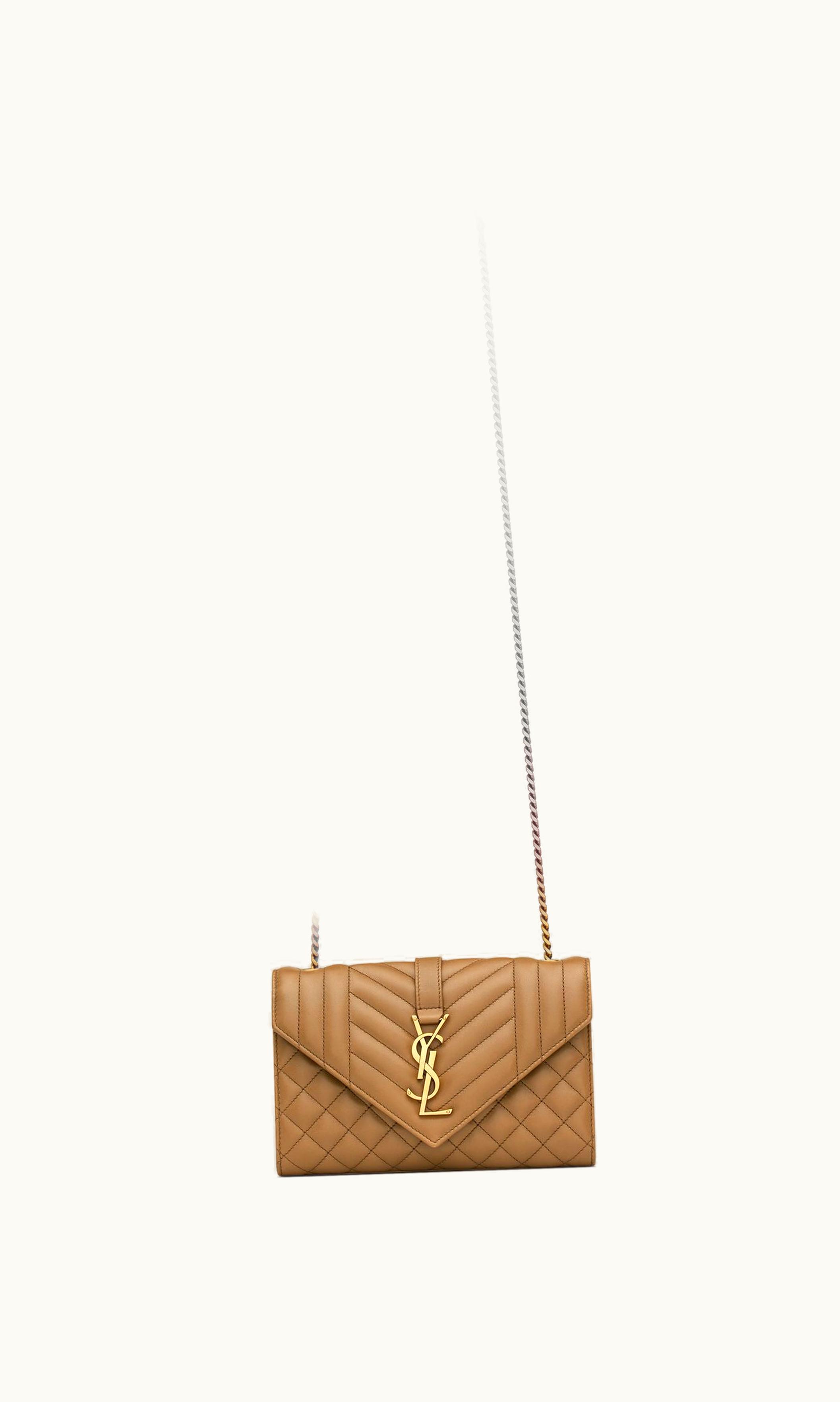 Saint Laurent Saint Laurent Envelope Small In Matelassé Lambskin Dark Cork