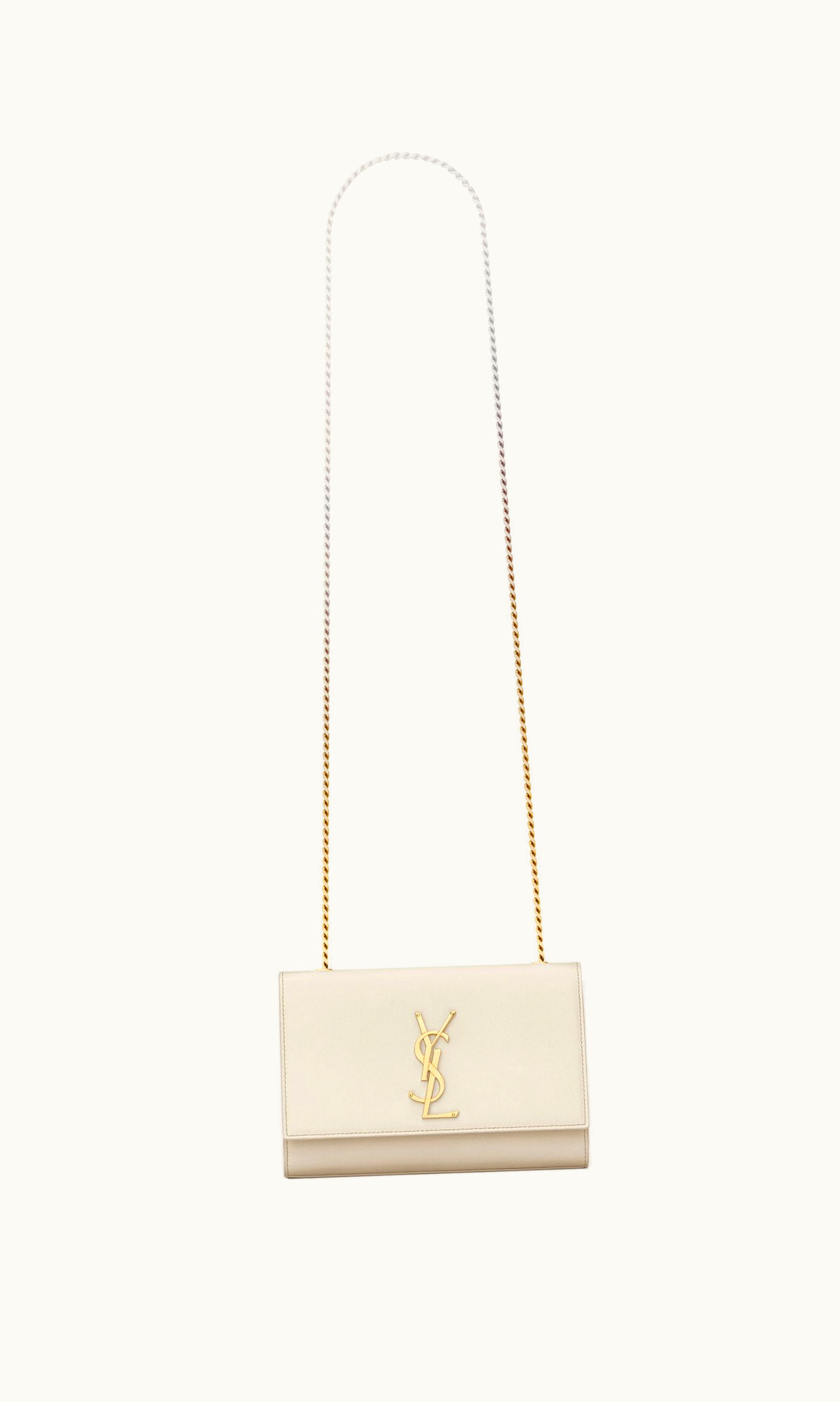 Saint Laurent Saint Laurent Kate Small In Grain De Poudre Embossed Leather Blanc Vintage