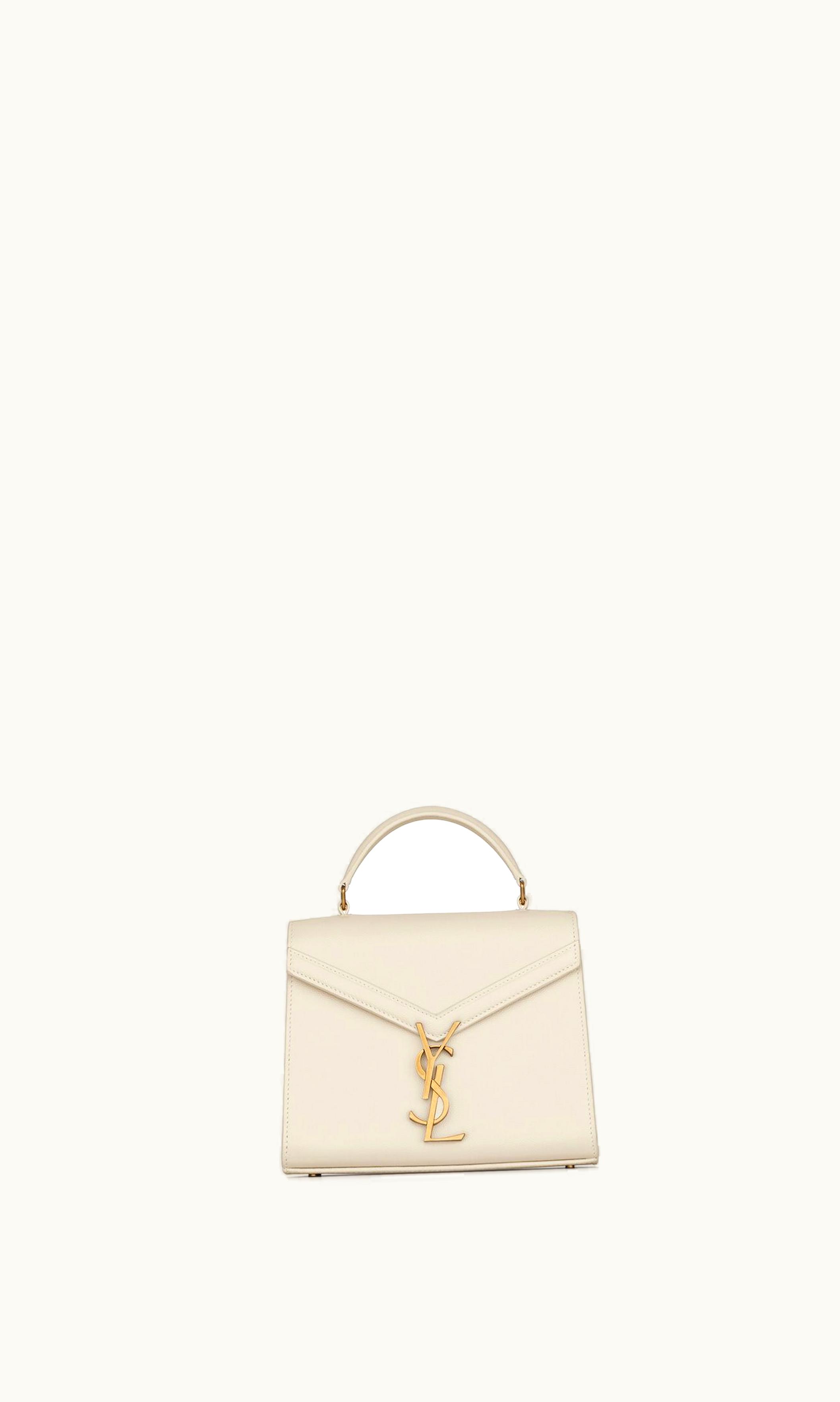 Saint Laurent Saint Laurent Cassandra Mini Top Handle Bag In Grain De Poudre Embossed Leather Blanc Vintage