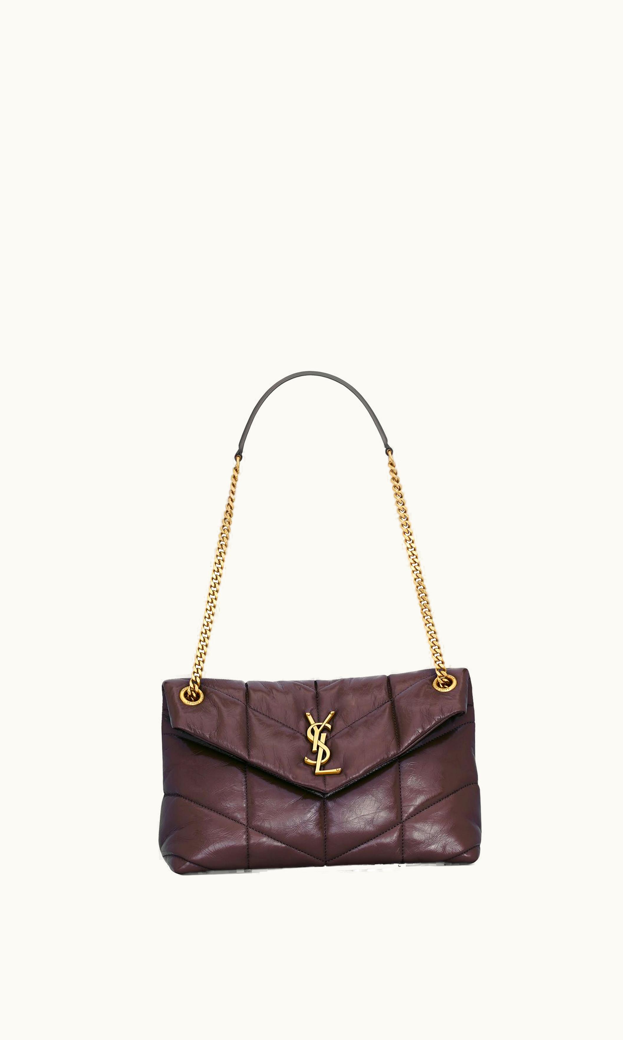 Saint Laurent Saint Laurent Puffer Small In Crinkled Leather Barolo Red