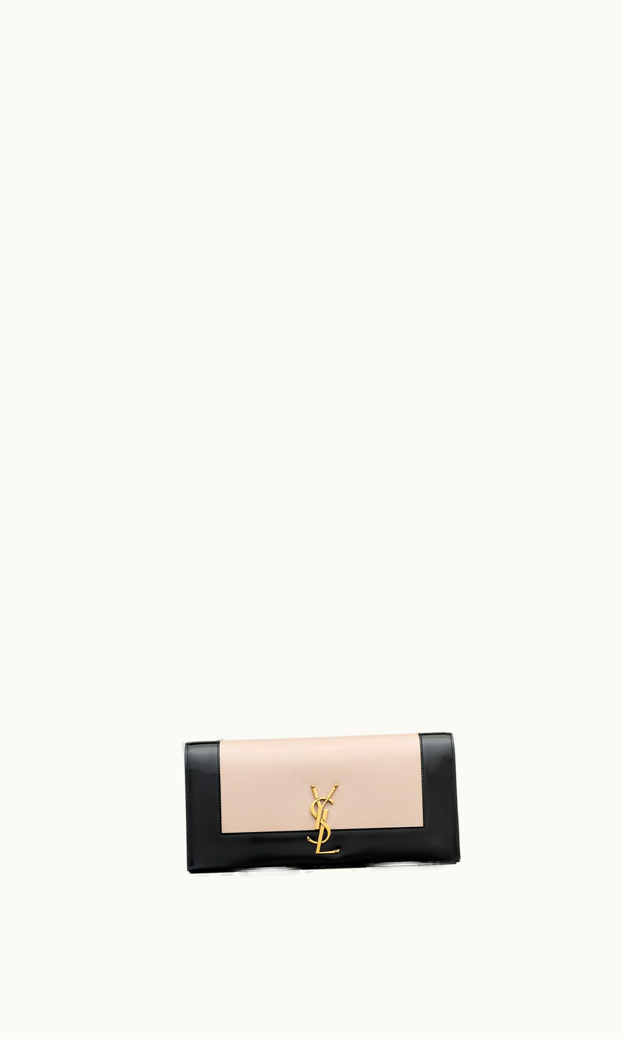 Saint Laurent Saint Laurent Kate Clutch In Nappa And Brushed Leather Desert Sand And Black