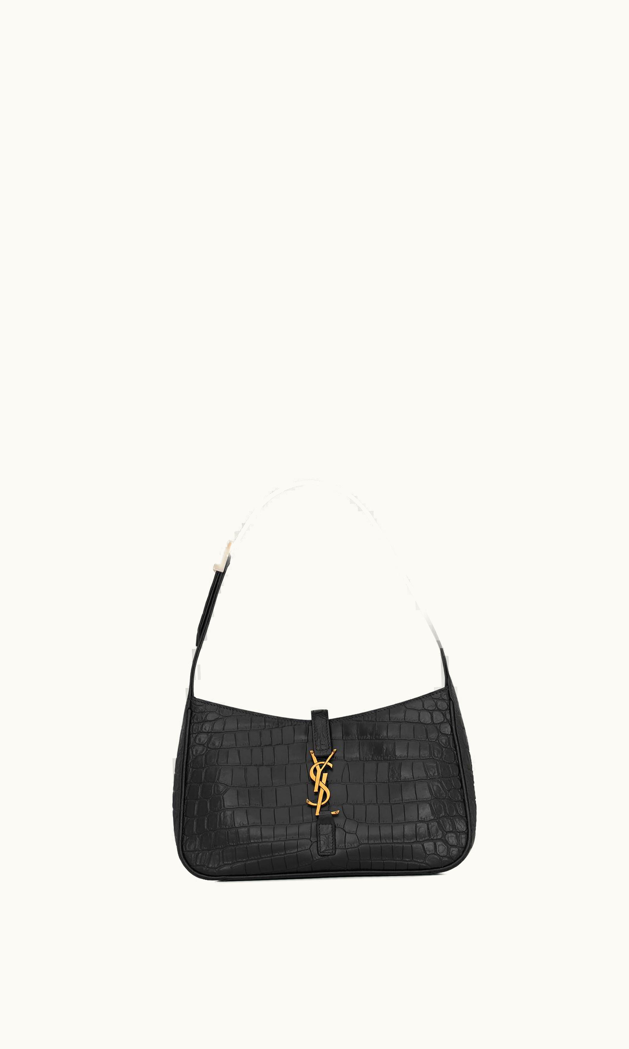 Saint Laurent Saint Laurent Le 5 À 7 In Crocodile-Embossed Shiny Leather Noir