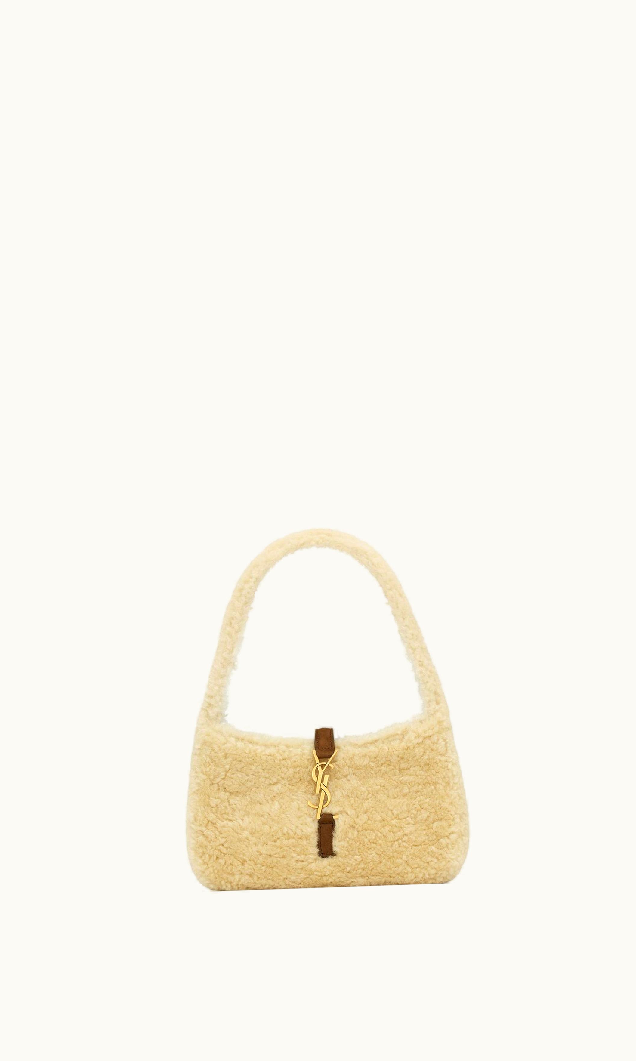 Saint Laurent Saint Laurent Mini Le 5 À 7 In Shearling Natural Beige