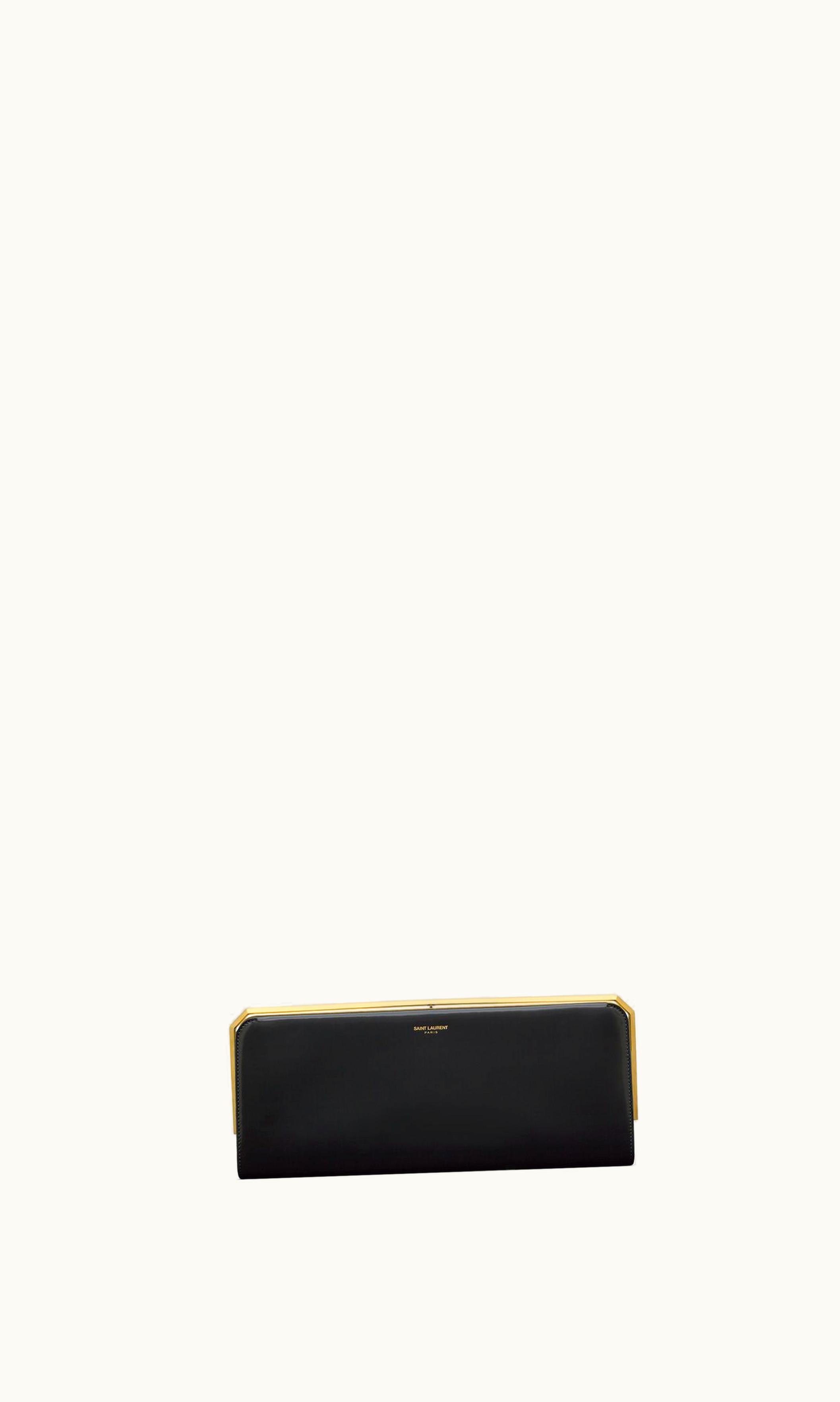 Saint Laurent Saint Laurent Date Charnière Minaudière In Brushed Leather Black