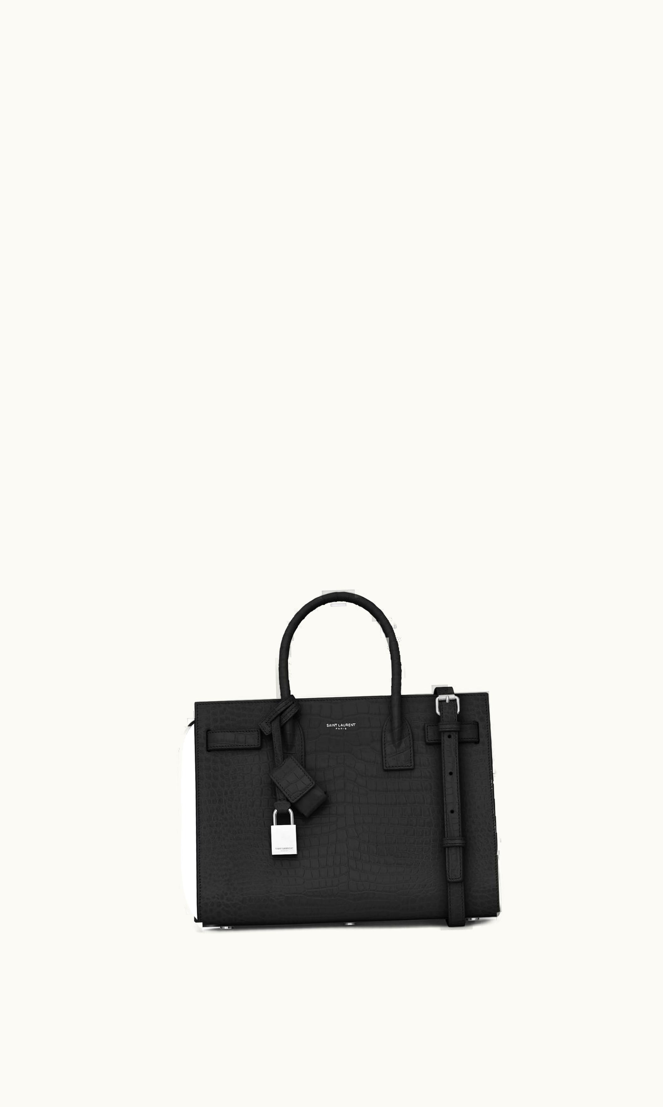 Saint Laurent Saint Laurent Sac De Jour Baby In Embossed Crocodile Leather Black