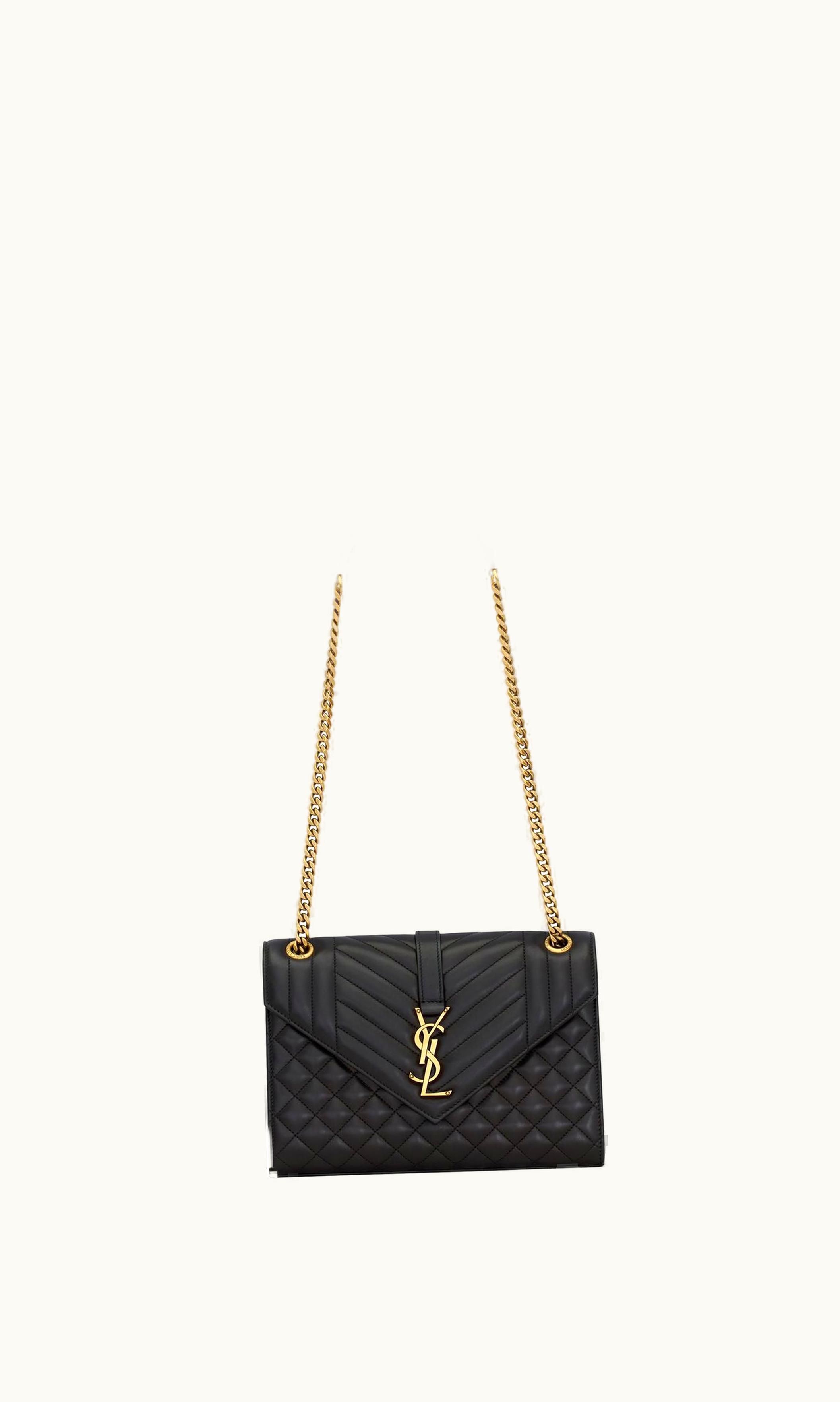 Saint Laurent Saint Laurent Envelope Medium In Matelassé Lambskin Black