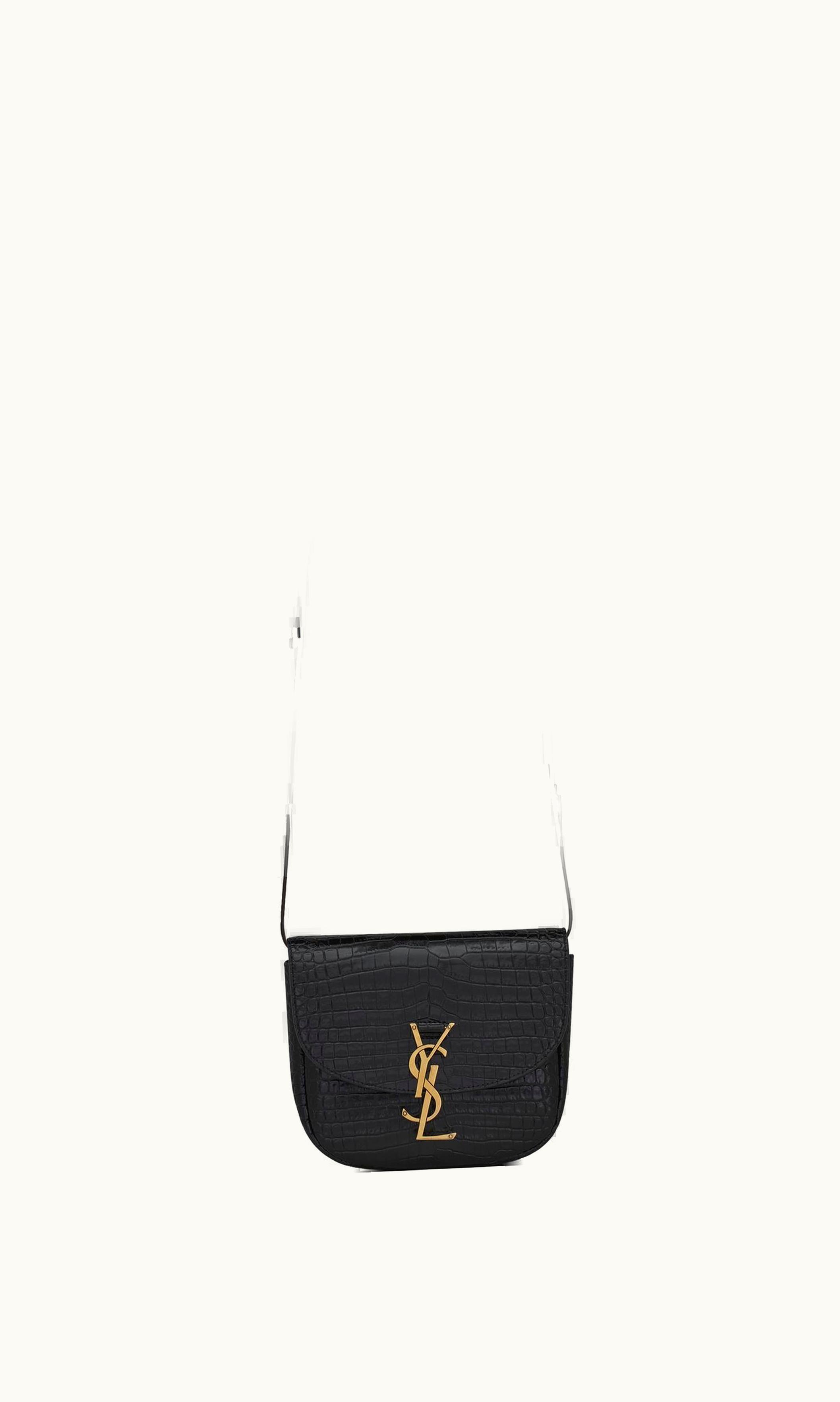 Saint Laurent Saint Laurent Kaia Small Satchel In Shiny Crocodile-Embossed Leather Noir