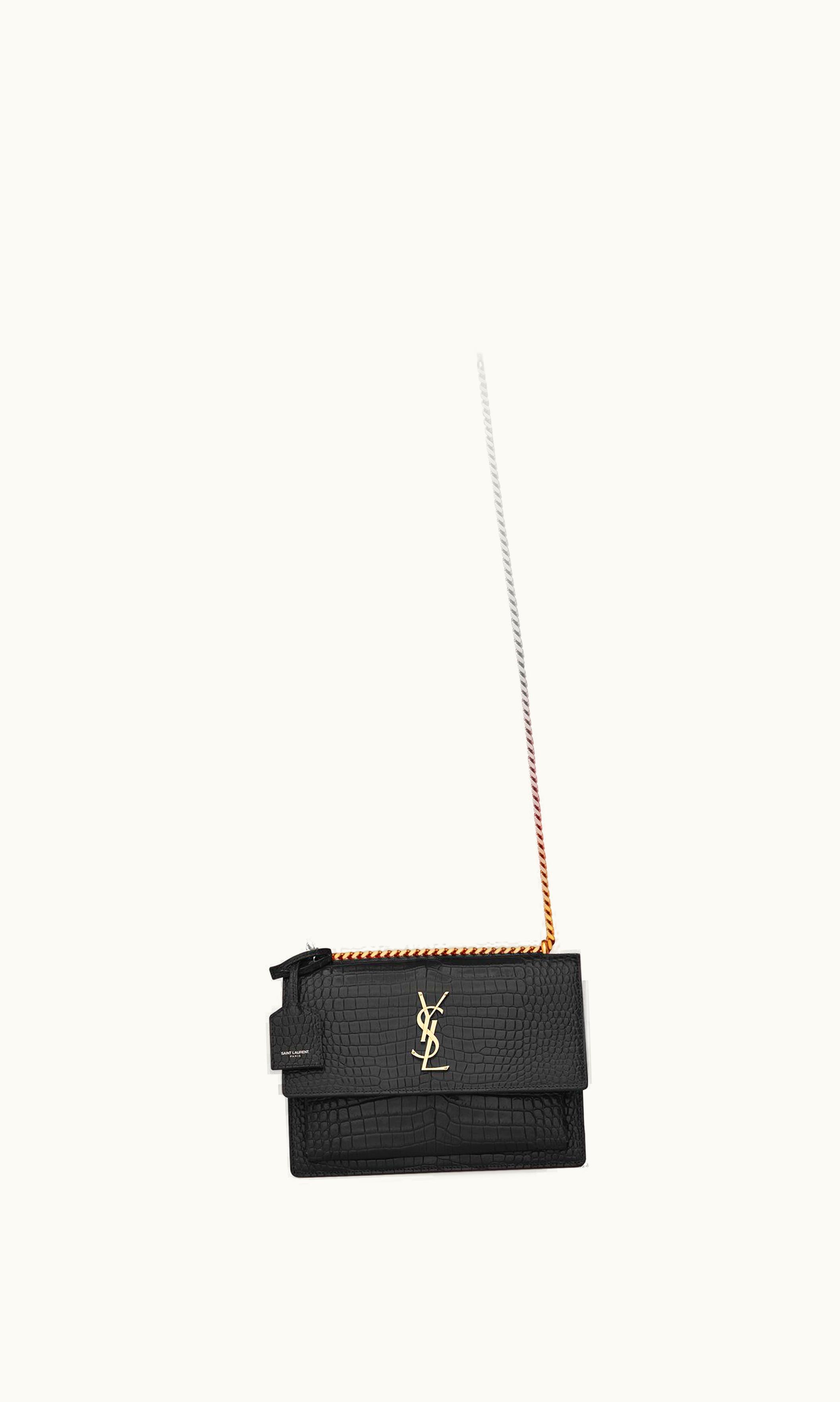 Saint Laurent Saint Laurent Sunset Medium In Crocodile-Embossed Leather Noir NOIR