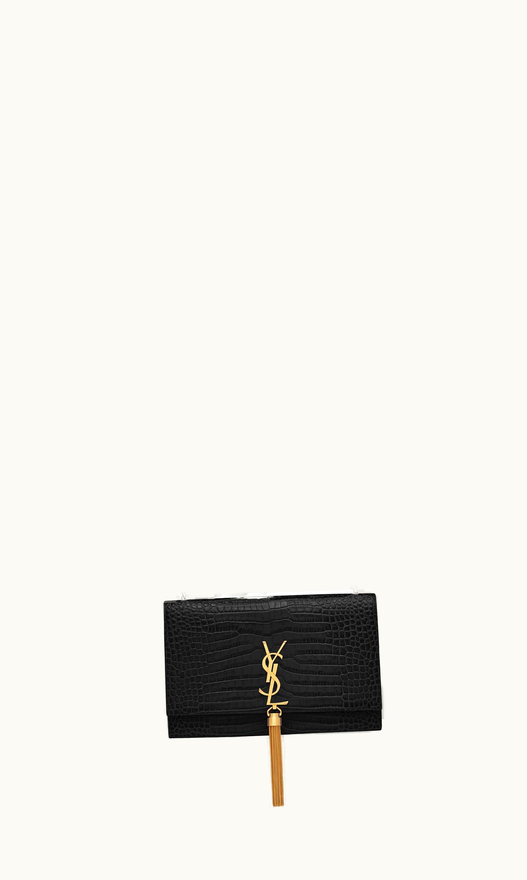 Saint Laurent Saint Laurent Kate Medium Tassel In Crocodile-Embossed Leather Black
