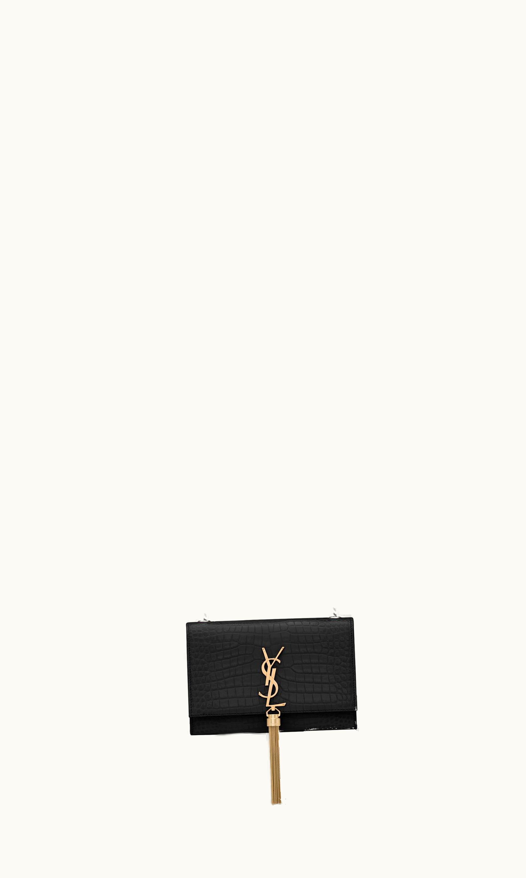 Saint Laurent Saint Laurent Kate Small Tassel In Crocodile-Embossed Leather Black