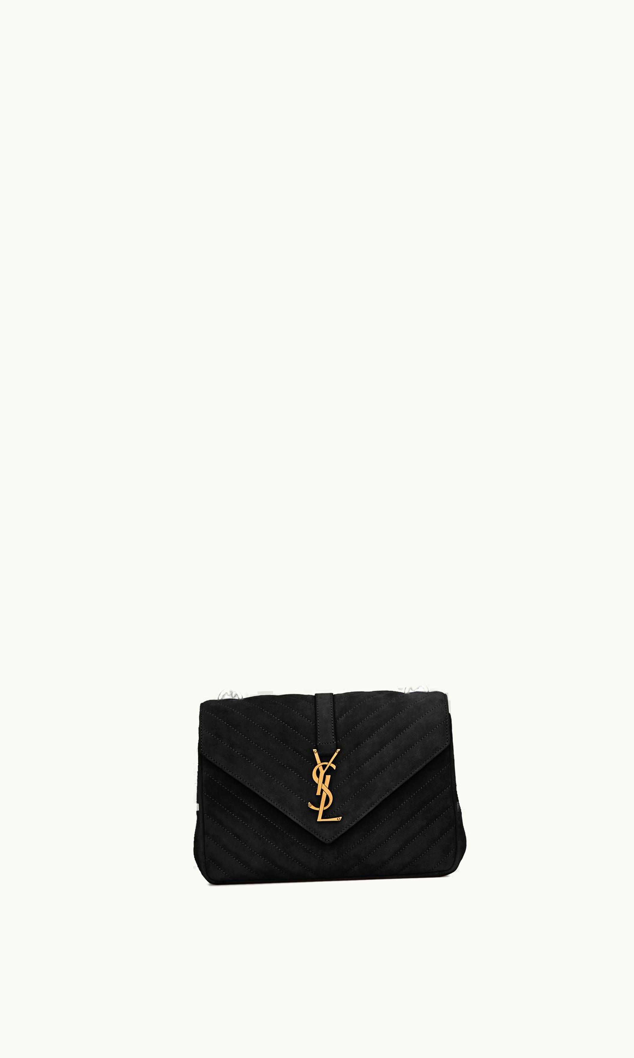 Saint Laurent Saint Laurent College Medium In Quilted Suede Black