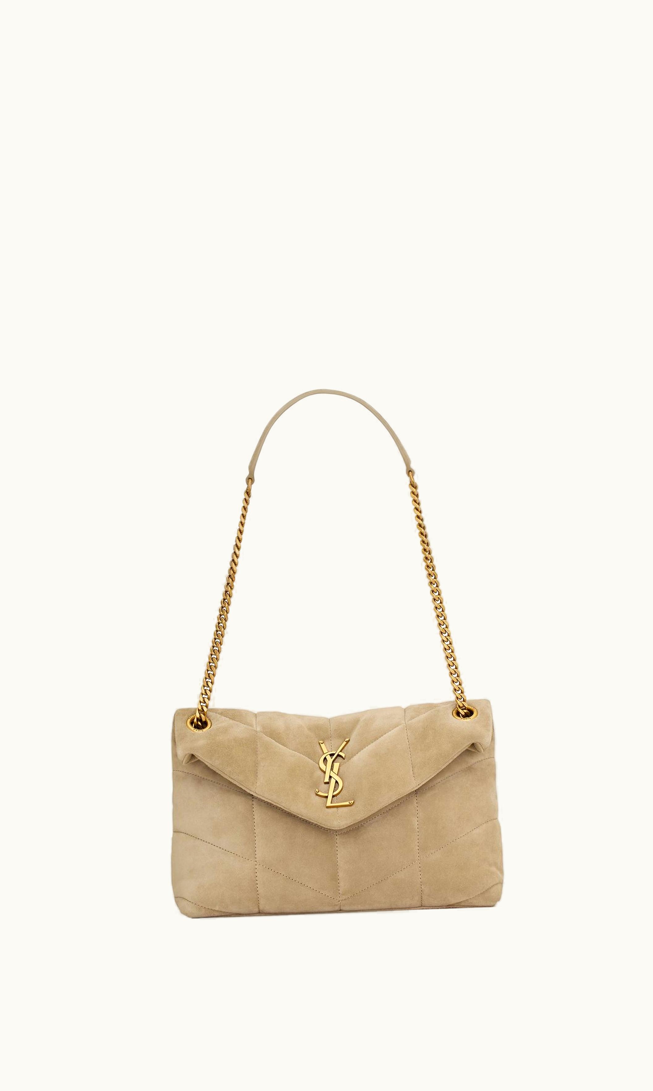 Saint Laurent Saint Laurent Puffer Small In Suede Matte Gold