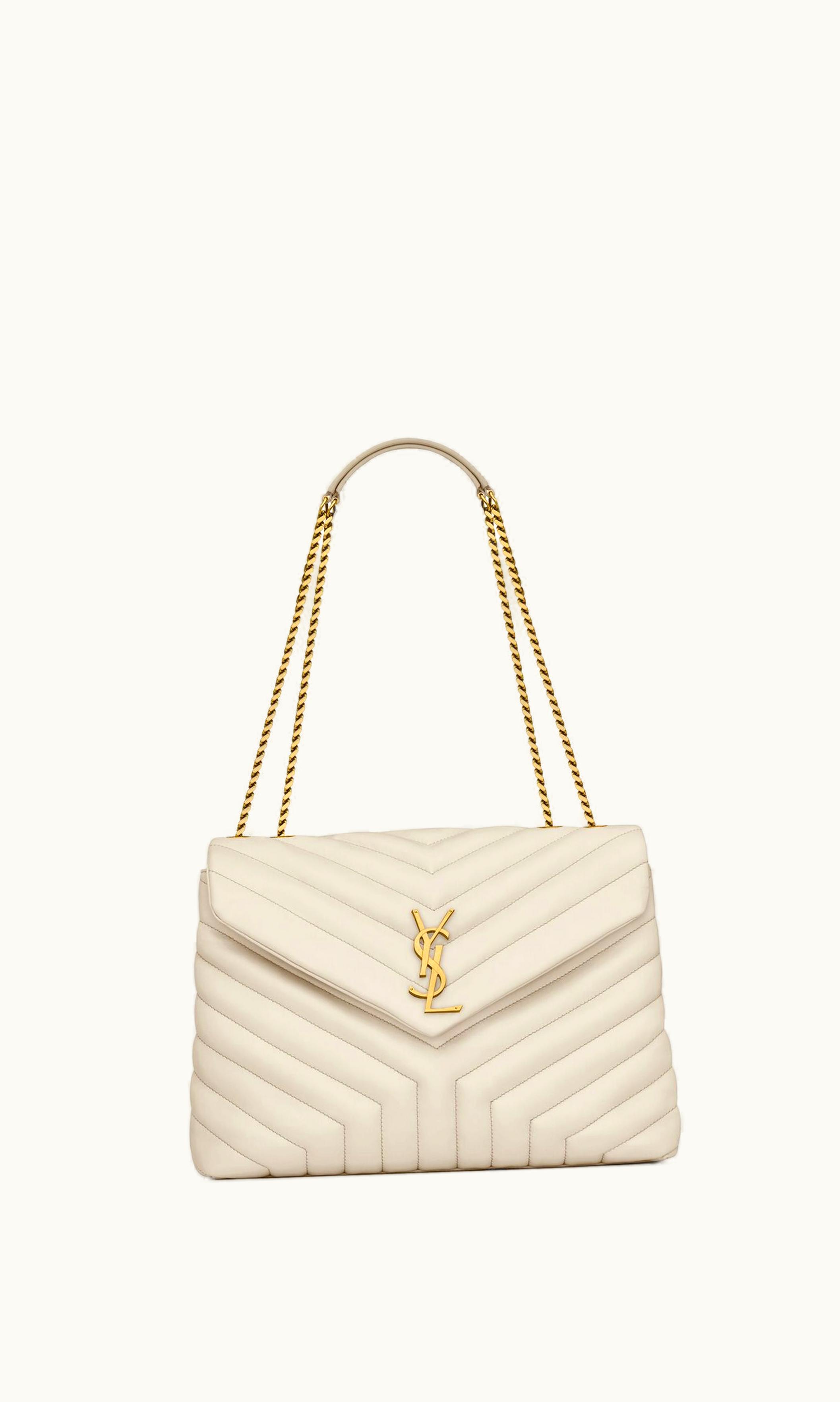 Saint Laurent Saint Laurent Loulou Medium In Quilted Leather Blanc Vintage