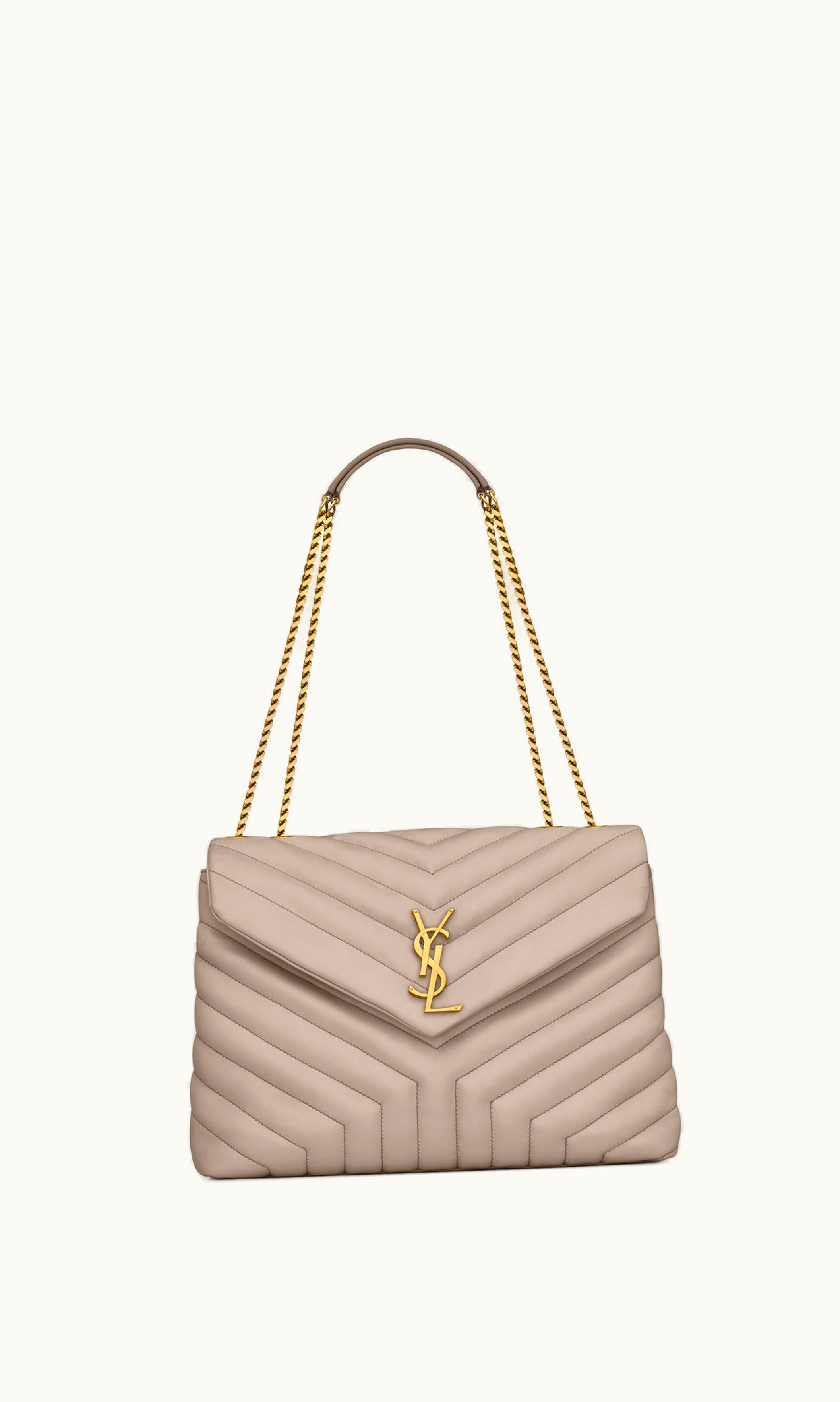 Saint Laurent Saint Laurent Loulou Medium In Quilted Leather Greyish Brown