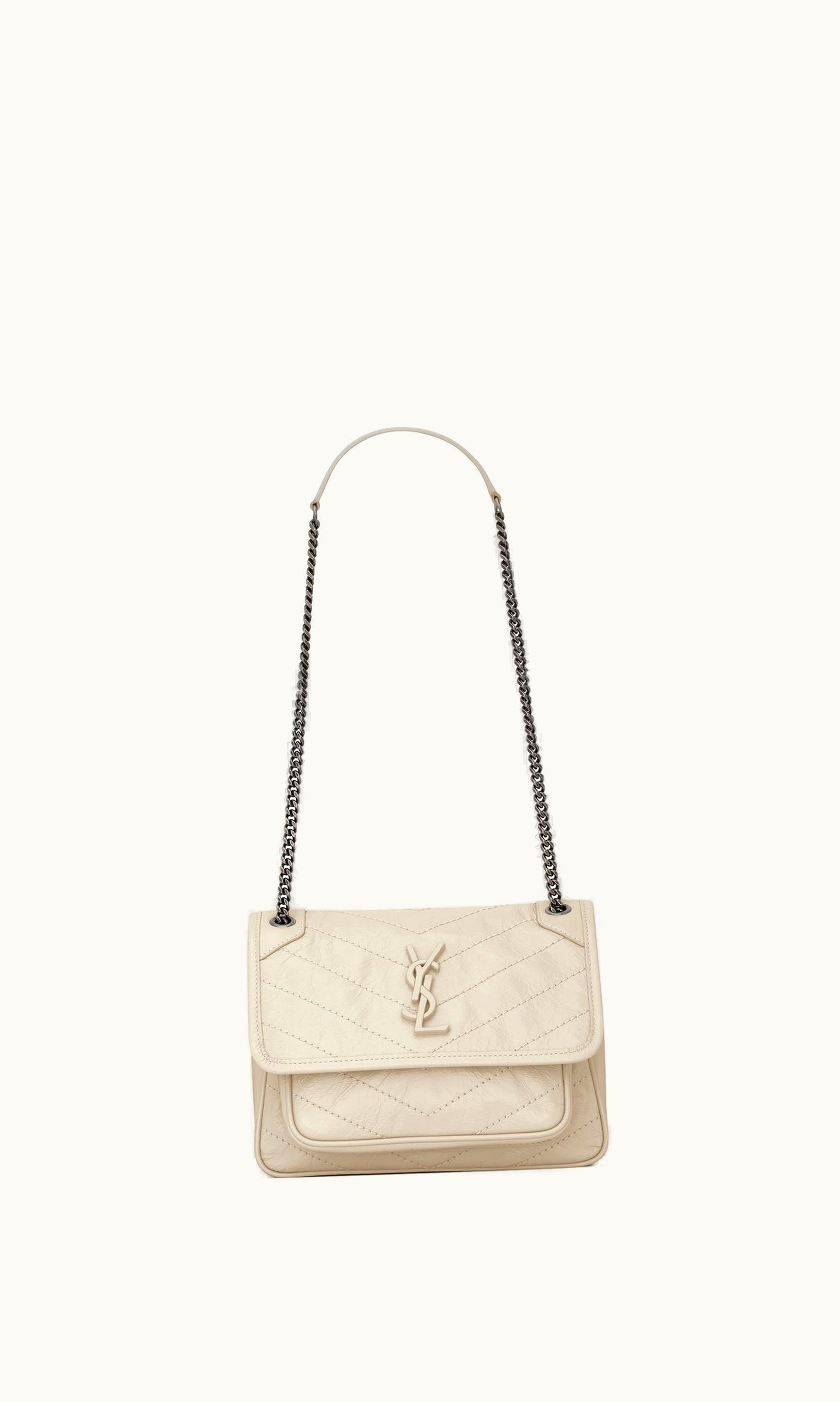 Saint Laurent Saint Laurent Niki Baby In Vintage Leather Blanc Vintage