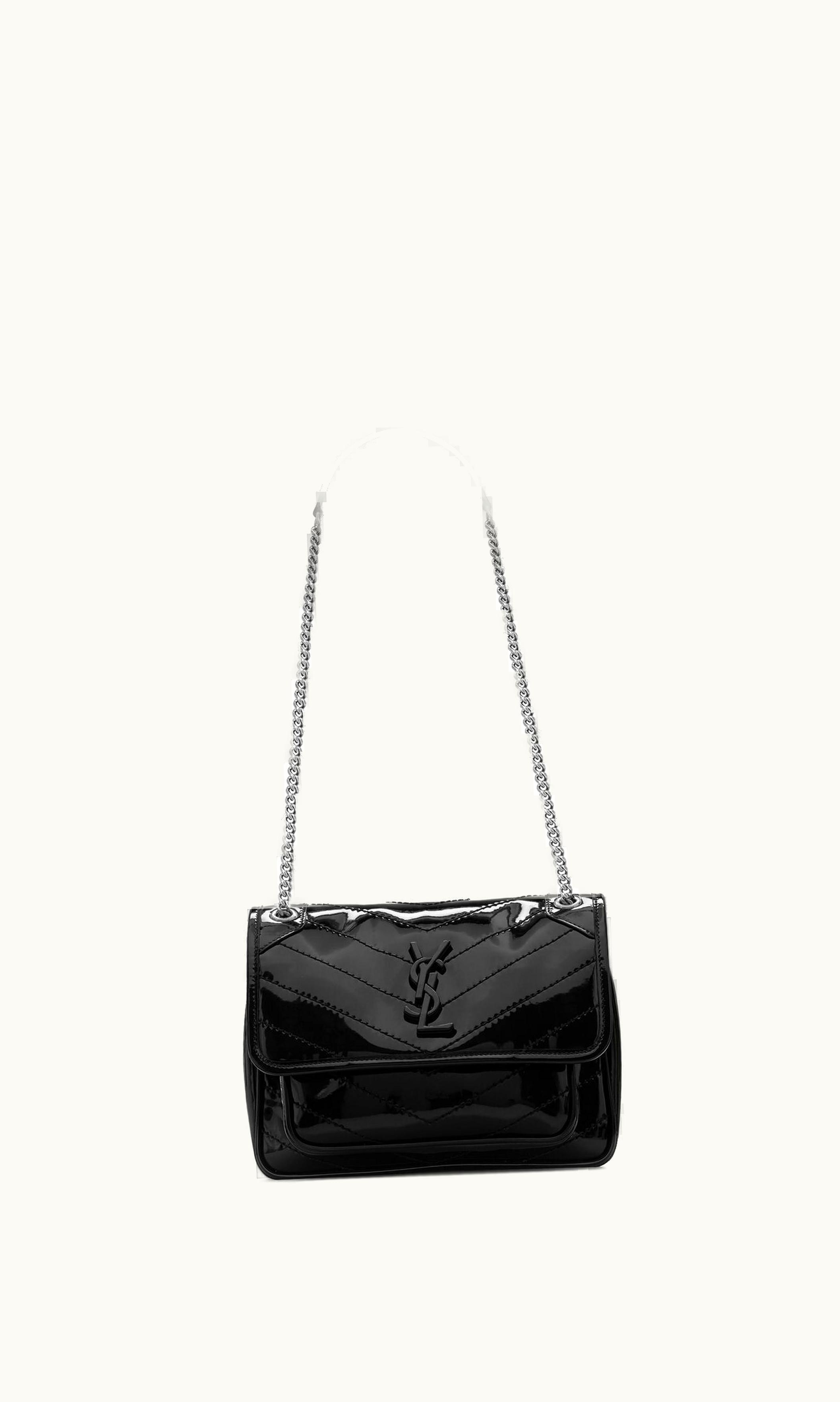 Saint Laurent Saint Laurent Niki Baby In Patent Effect Fabric Black