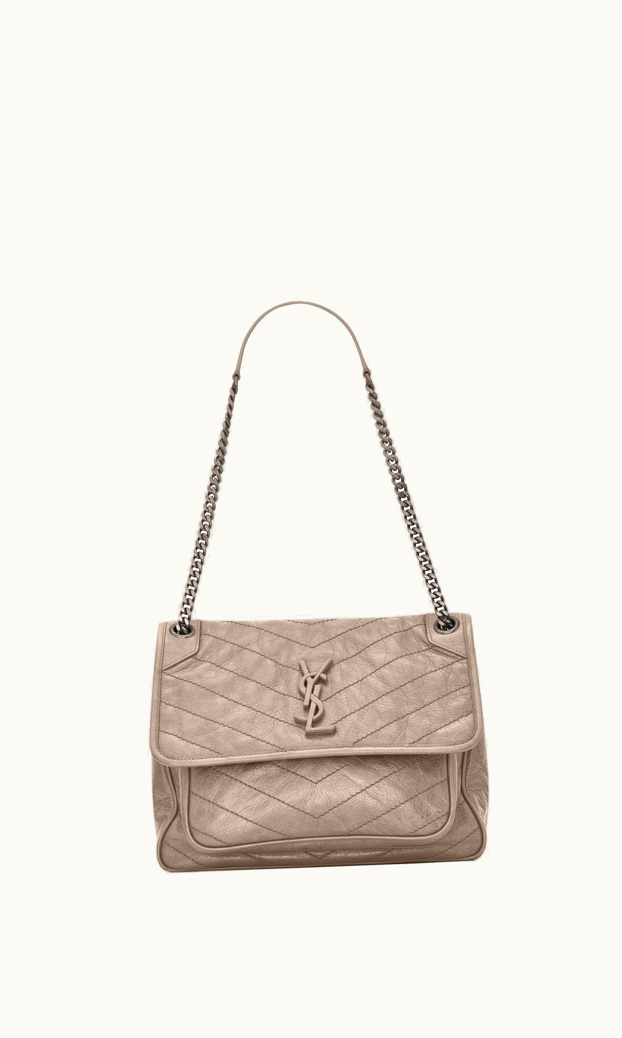 Saint Laurent Saint Laurent Niki Medium In Vintage Leather Greyish Brown