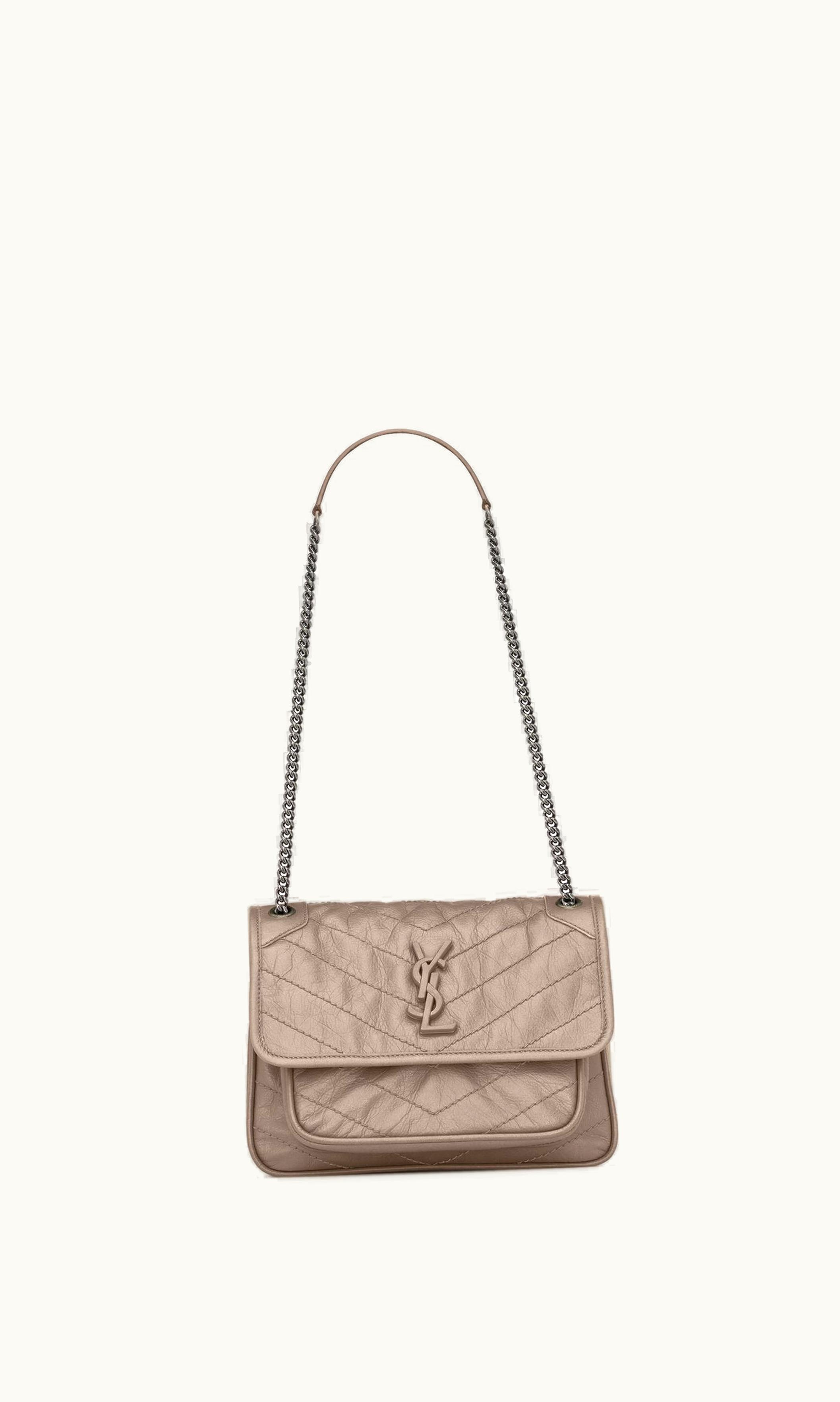 Saint Laurent Saint Laurent Niki Baby In Vintage Leather Greyish Brown