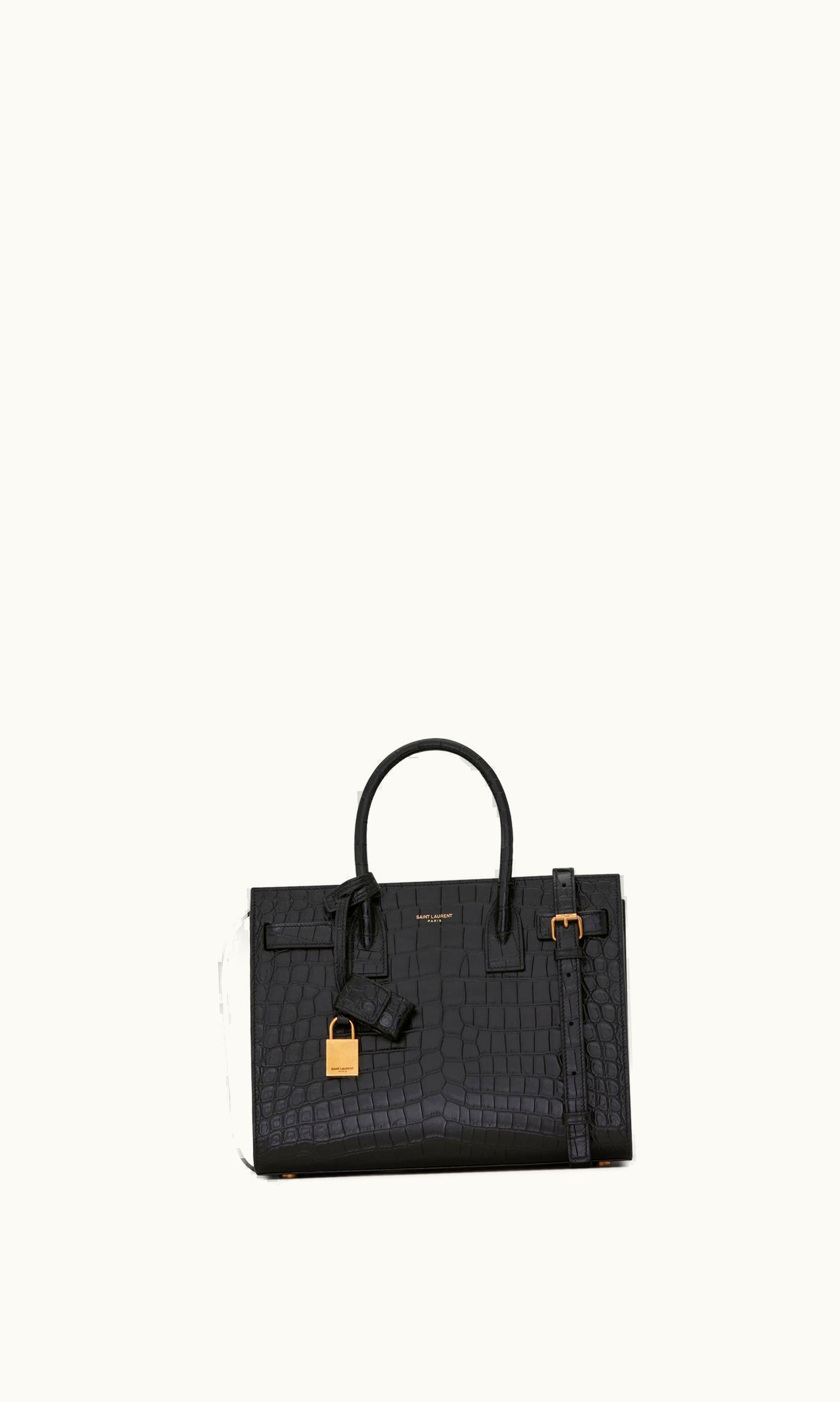 Saint Laurent Saint Laurent Sac De Jour Baby In Matte Crocodile Embossed Leather Black