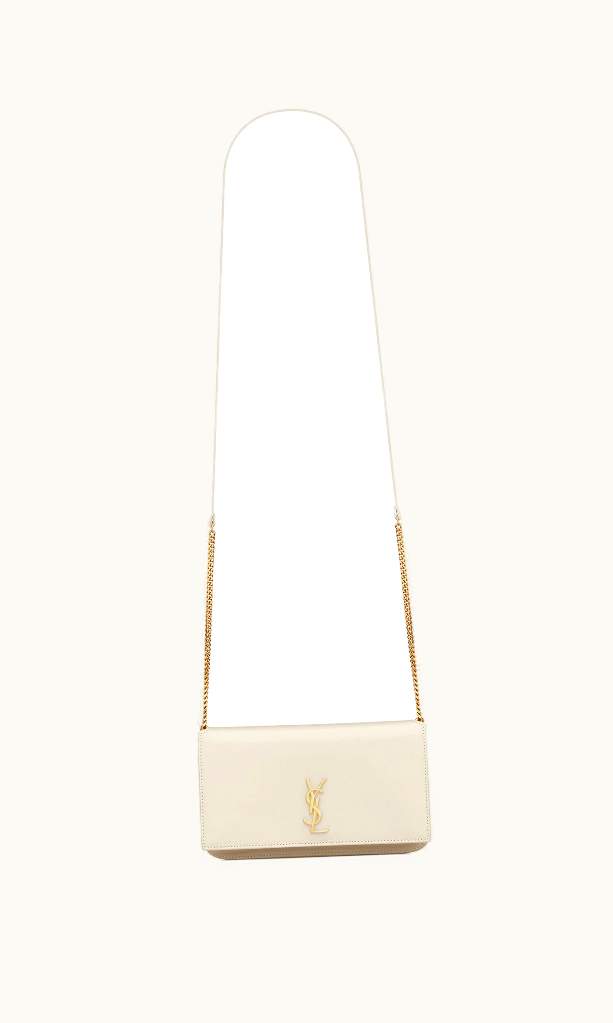 Saint Laurent Saint Laurent Cassandre Phone Holder With Strap In Smooth Leather Blanc Vintage