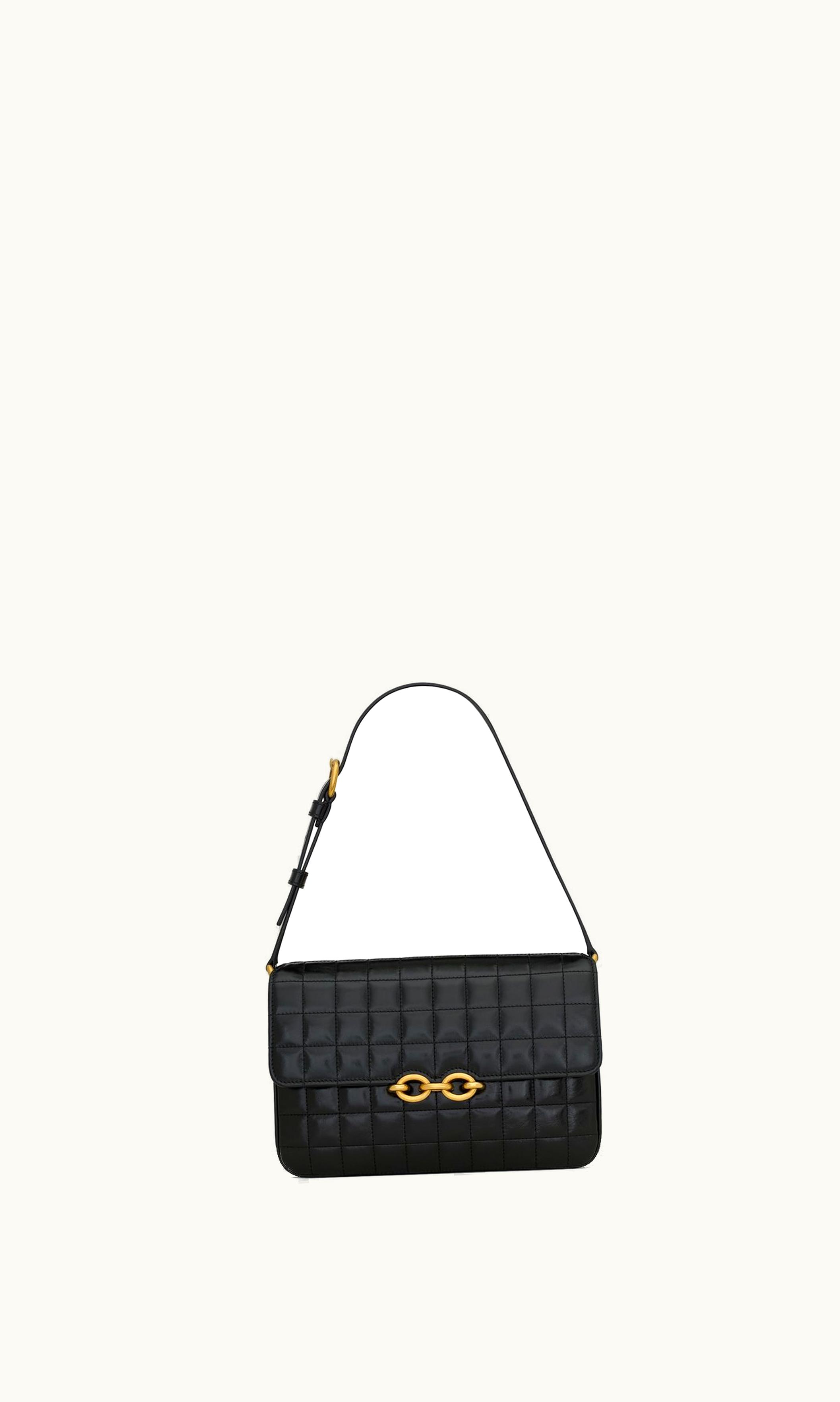 Saint Laurent Saint Laurent Le Maillon In Quilted Shiny Leather Black