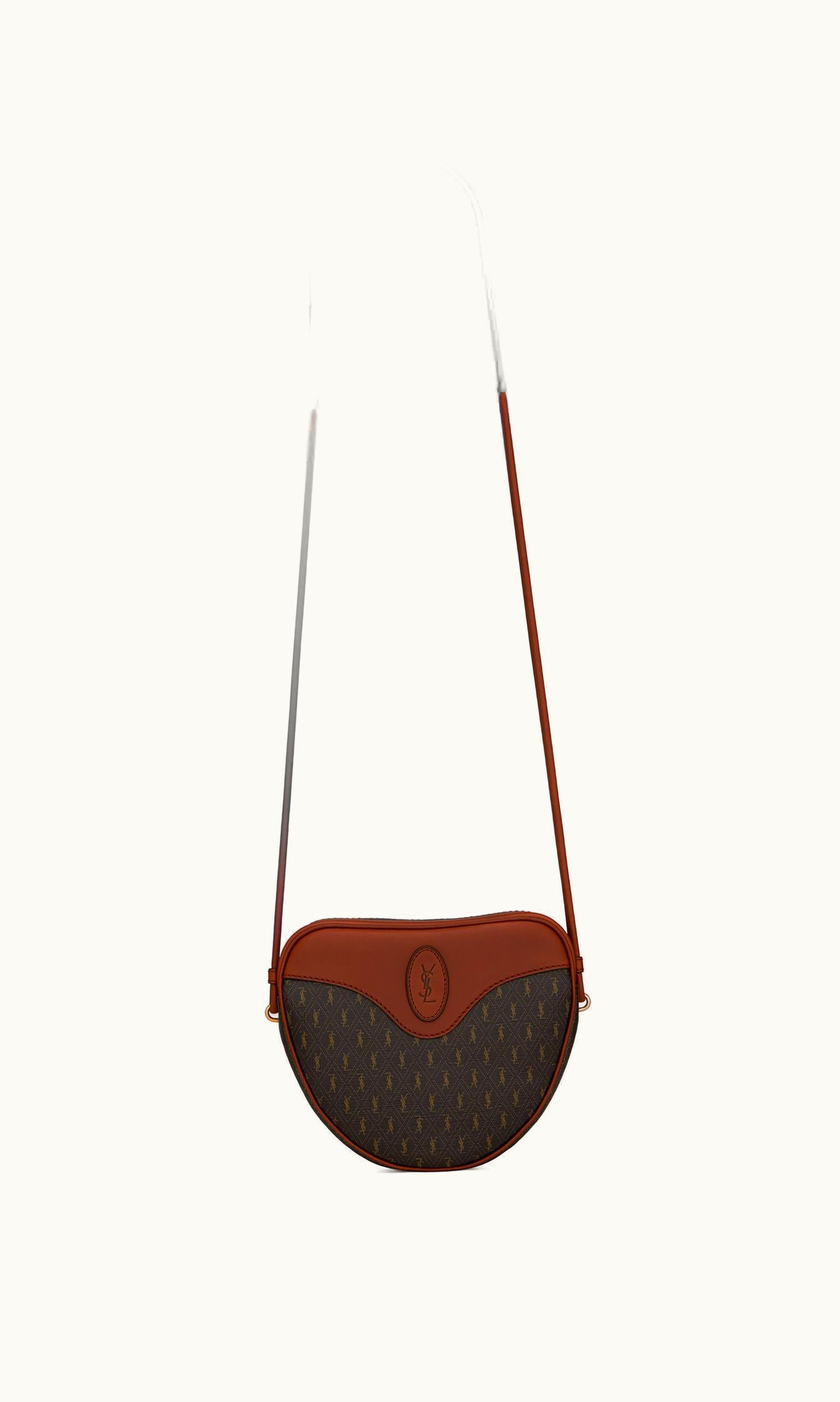 Saint Laurent Saint Laurent Le Monogramme Cœur Bag In Cassandre Canvas And Smooth Leather Chestnut